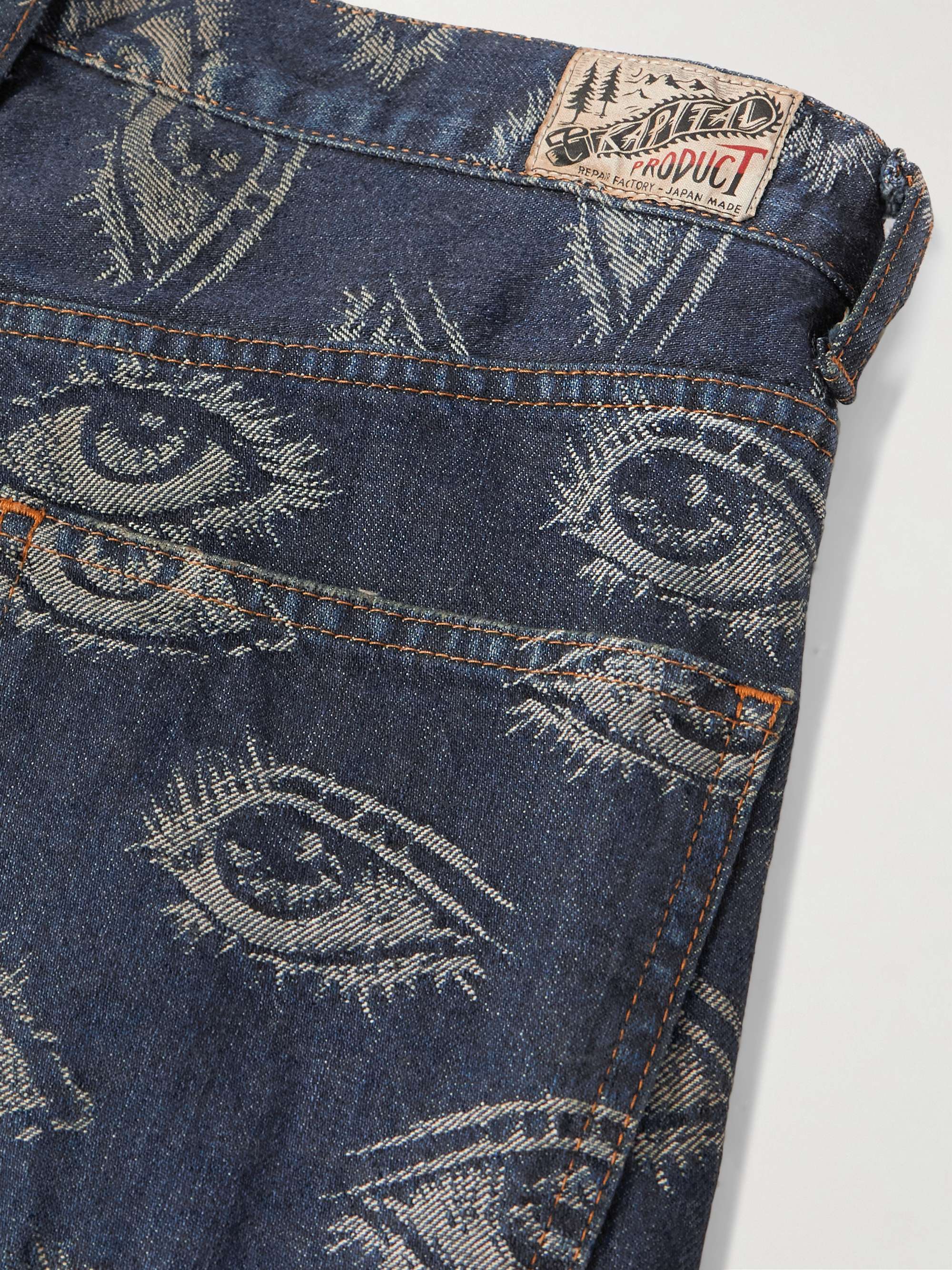 Speakeasy Slim-Fit Flared Printed Distressed Jeans view