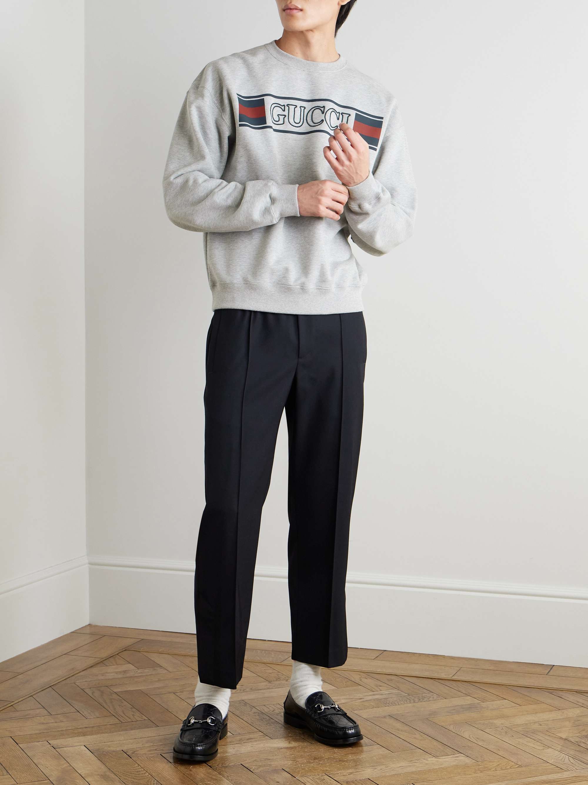 Logo-Embroidered Printed Cotton-Jersey Sweatshirt view
