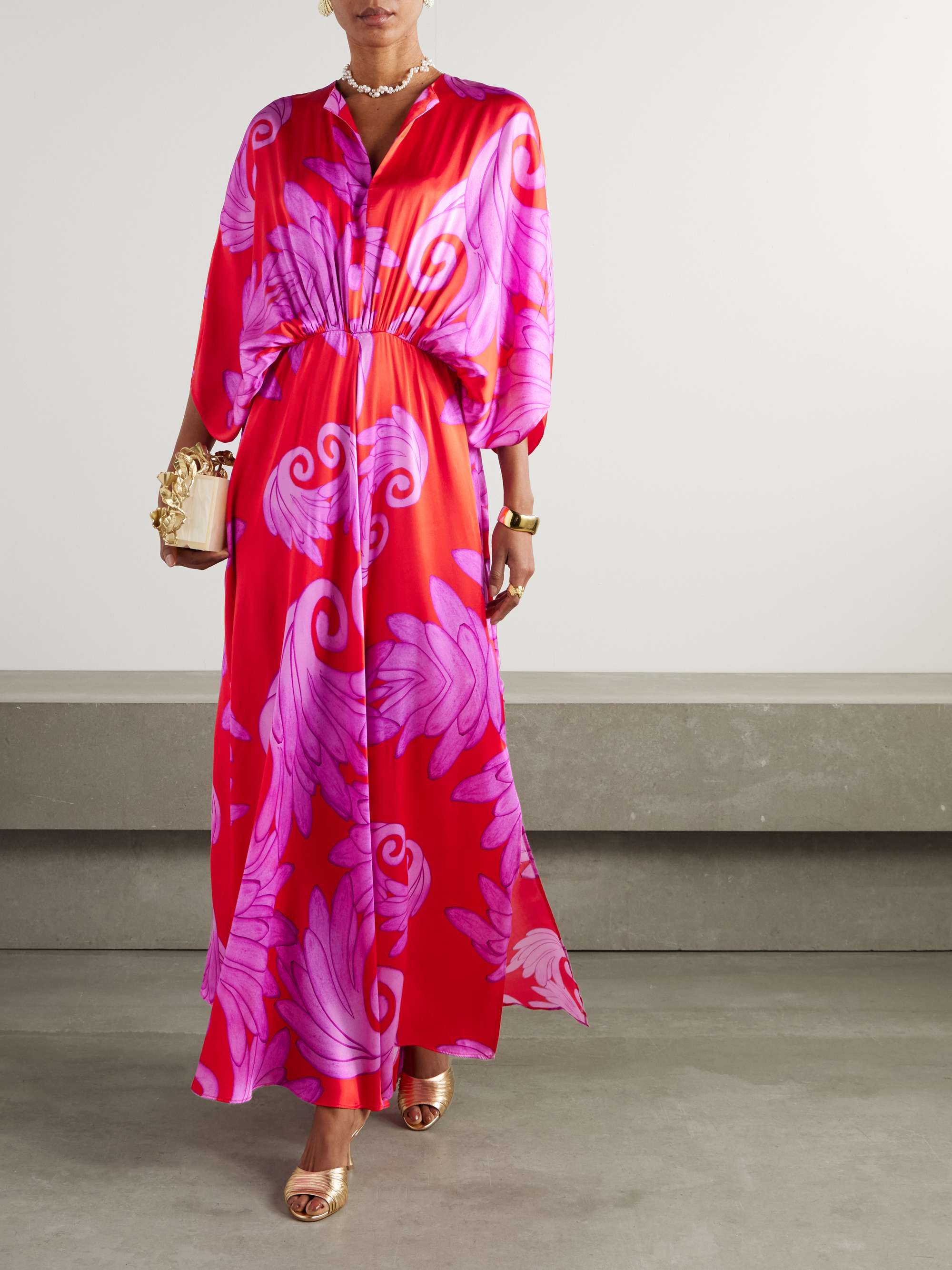 Lydia printed silk-satin maxi dress view