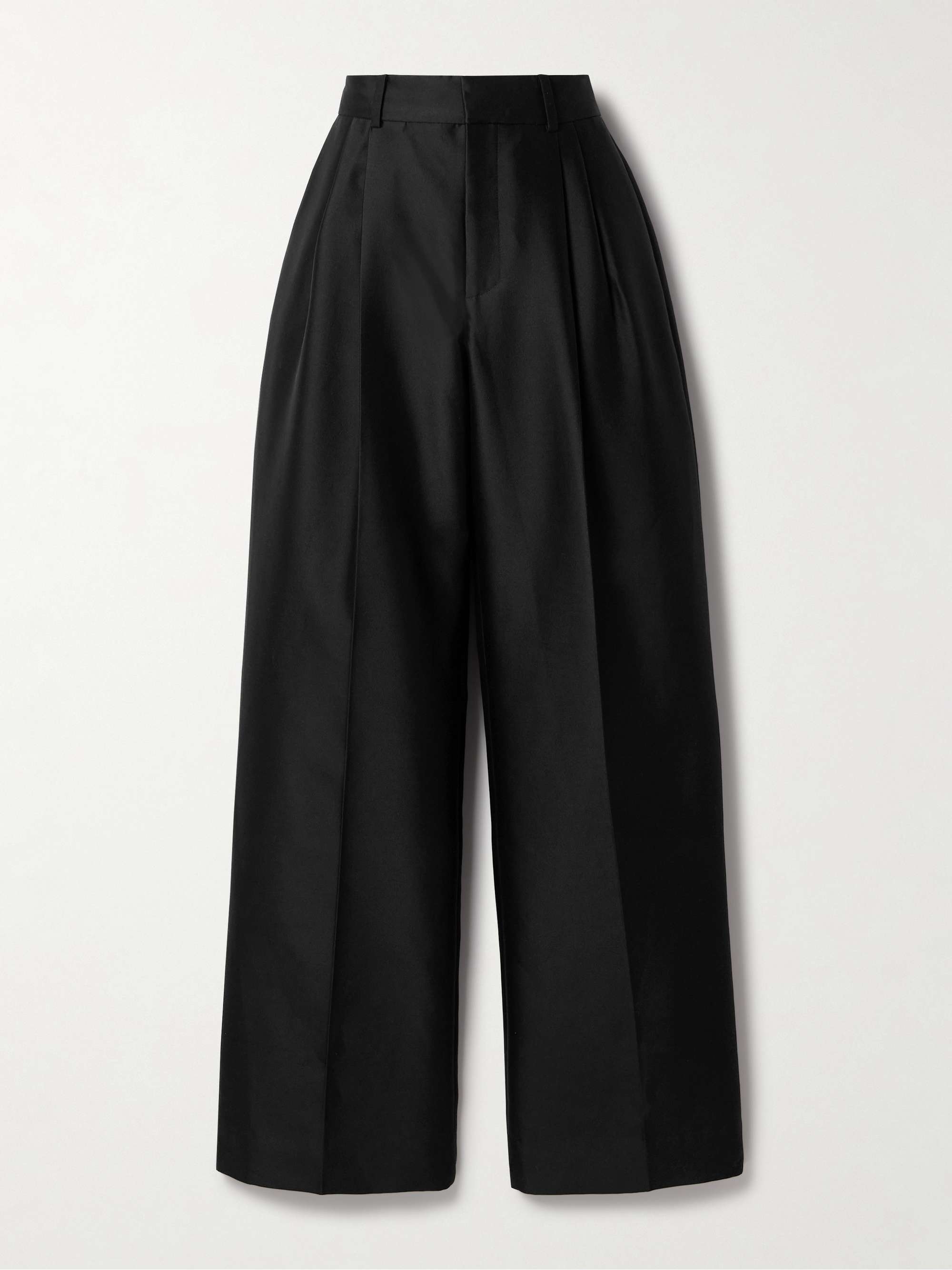 Pleated silk and wool-blend twill wide-leg pants hero visual