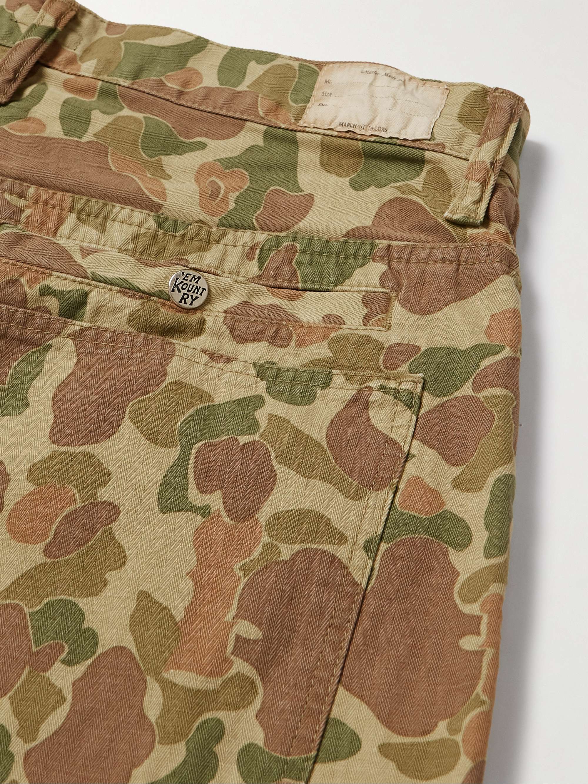 Port Straight-Leg Camouflage-Print Herringbone Cotton Trousers view