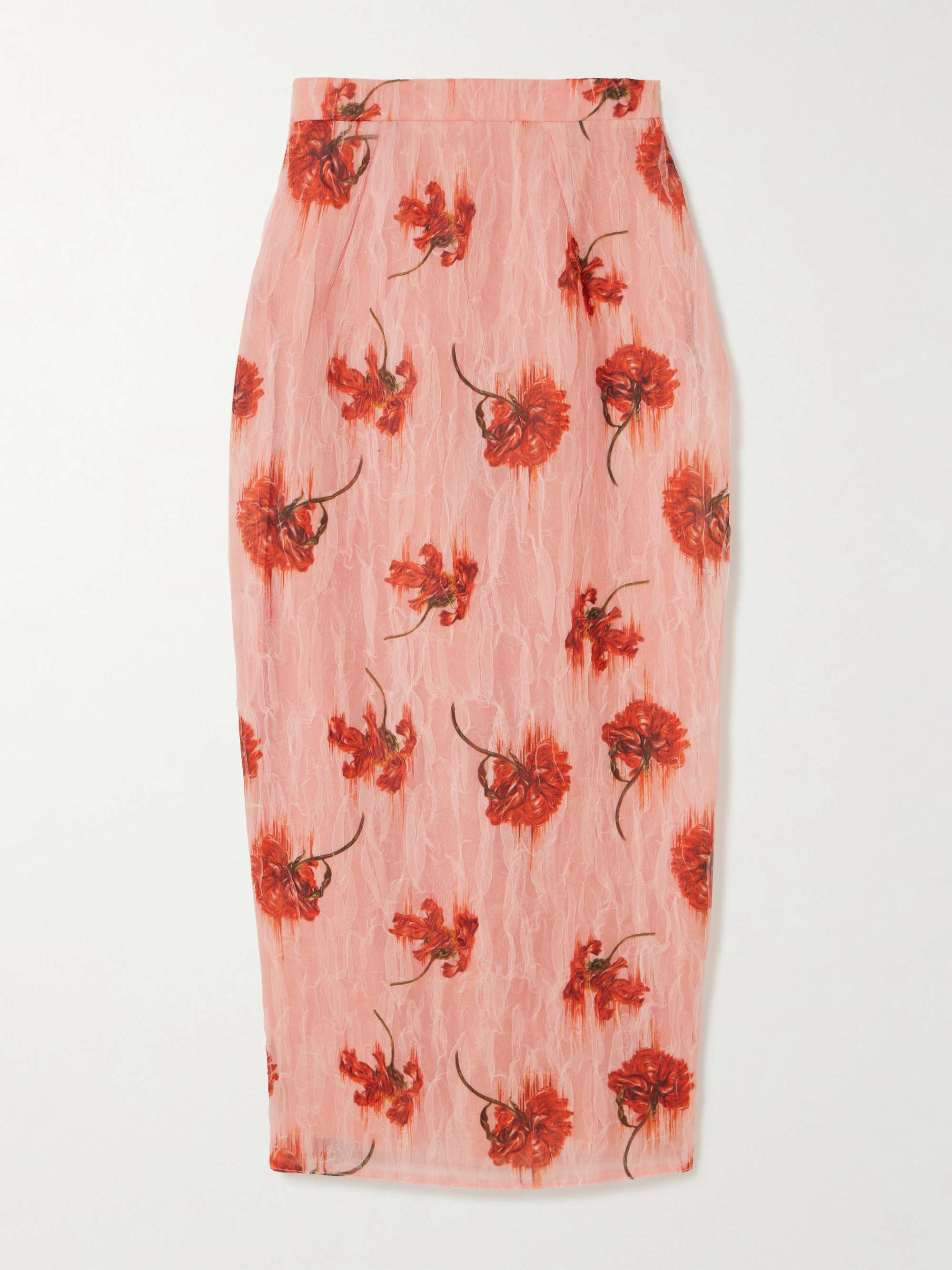 Lorelei floral-print crinkled-organza midi skirt hero visual