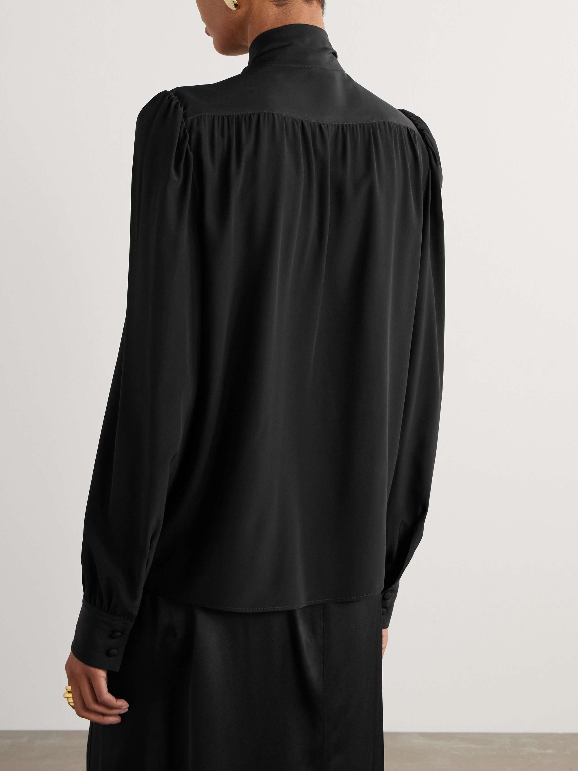 Scarf-detailed silk-crepe de chine blouse view