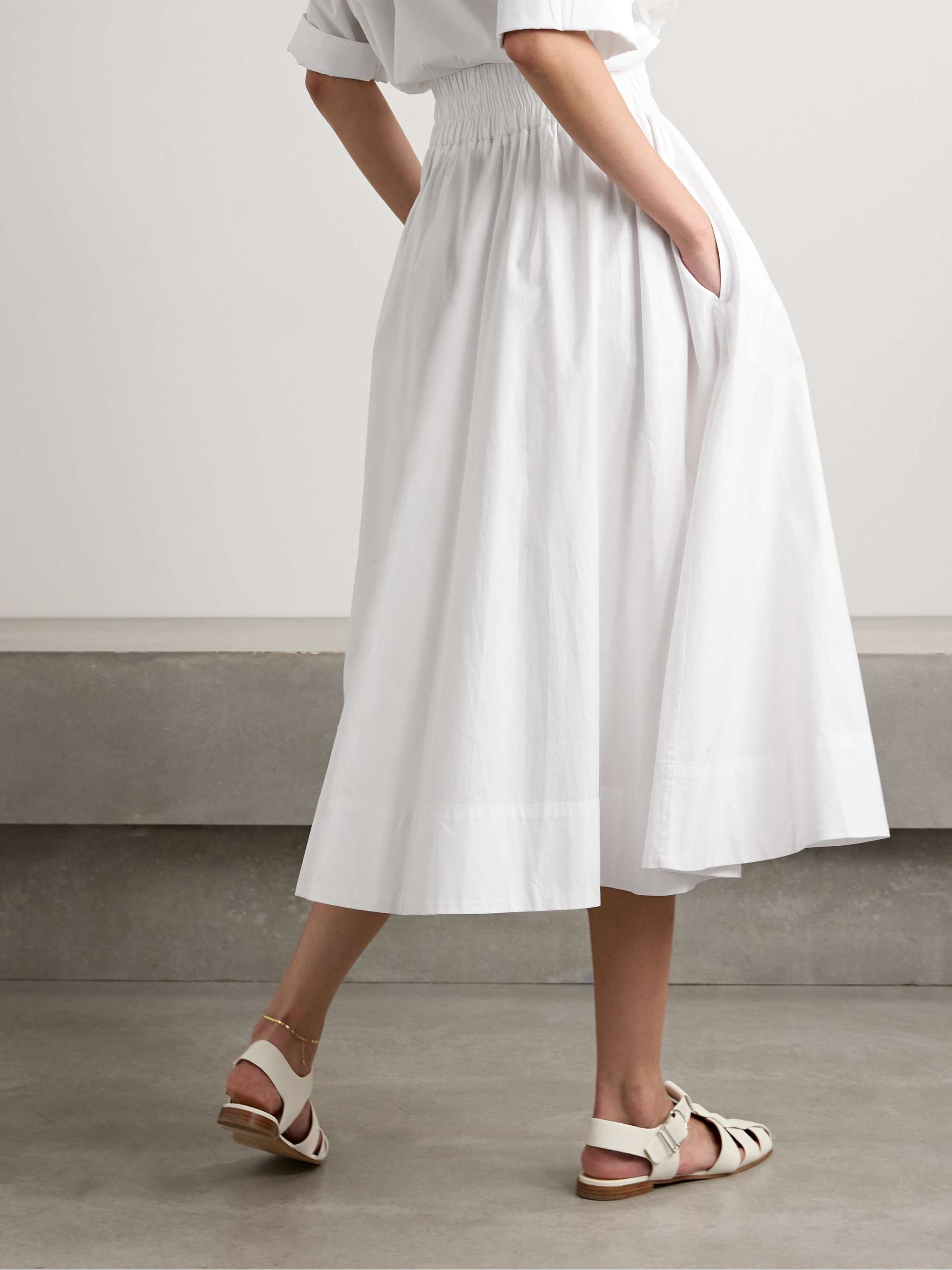 The Kyria pleated cotton-poplin midi skirt view