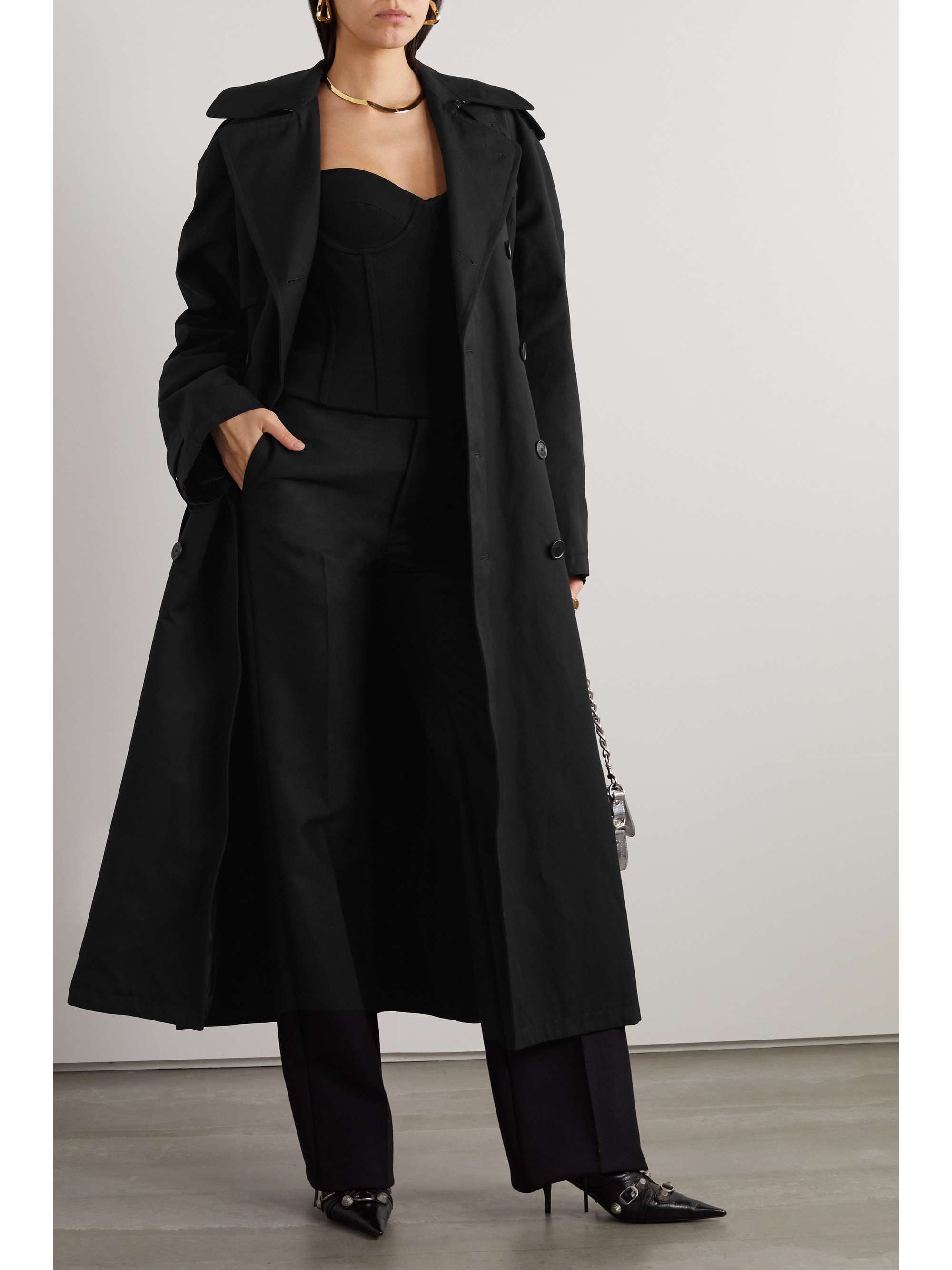 Hourglass oversized double-breasted wool and cotton-blend trench coat view