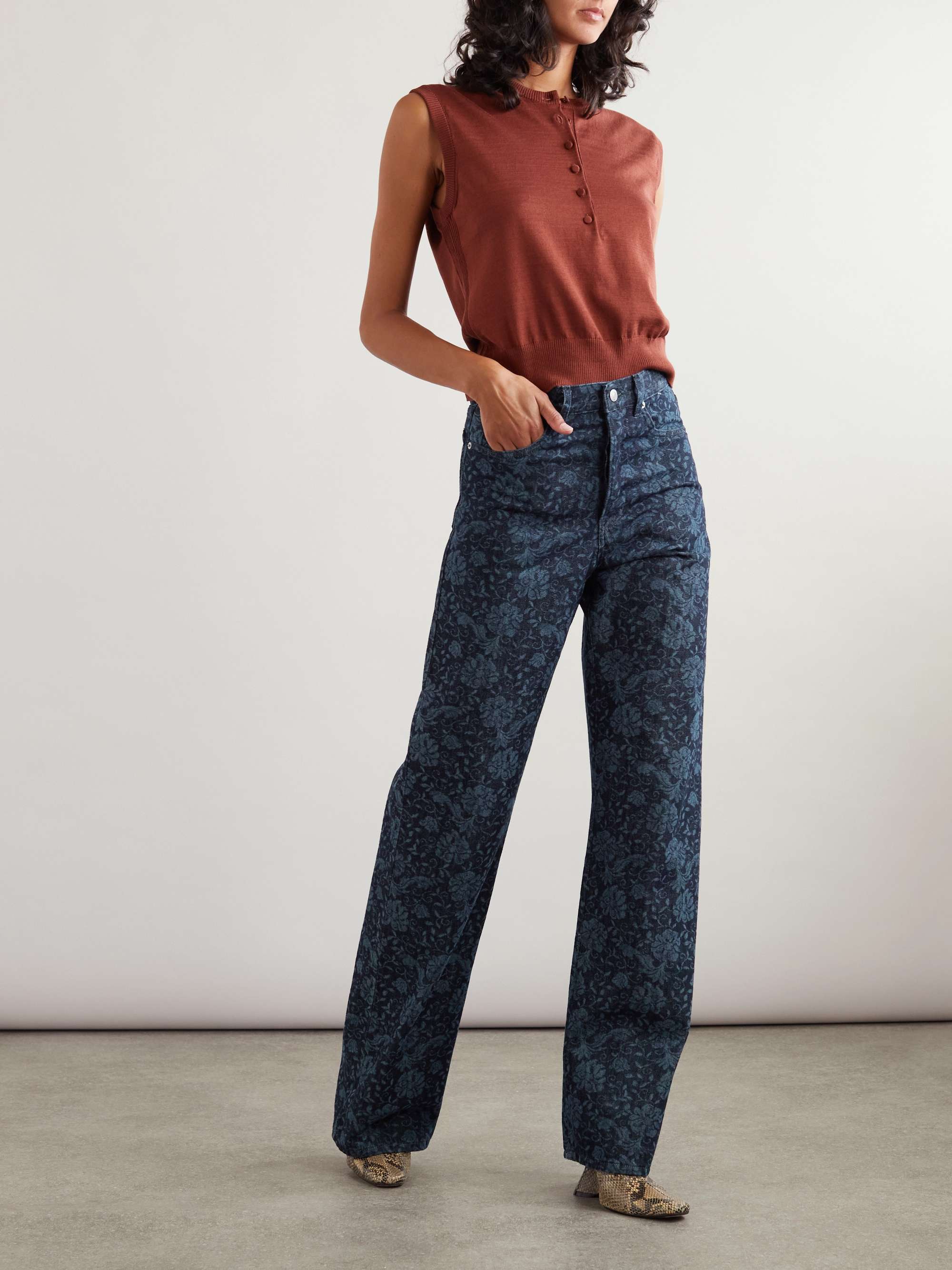 Bleached mid-rise straight-leg jeans view