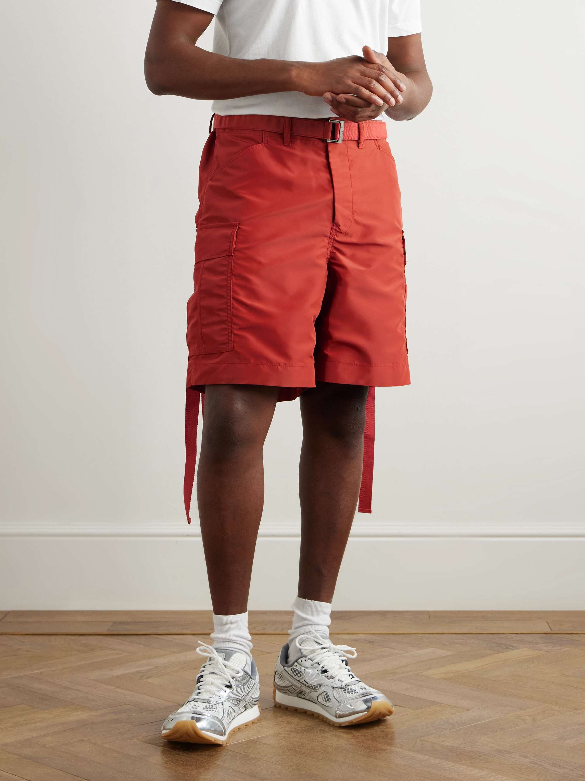 Straight-Leg Belted Nylon-Twill Cargo Shorts view