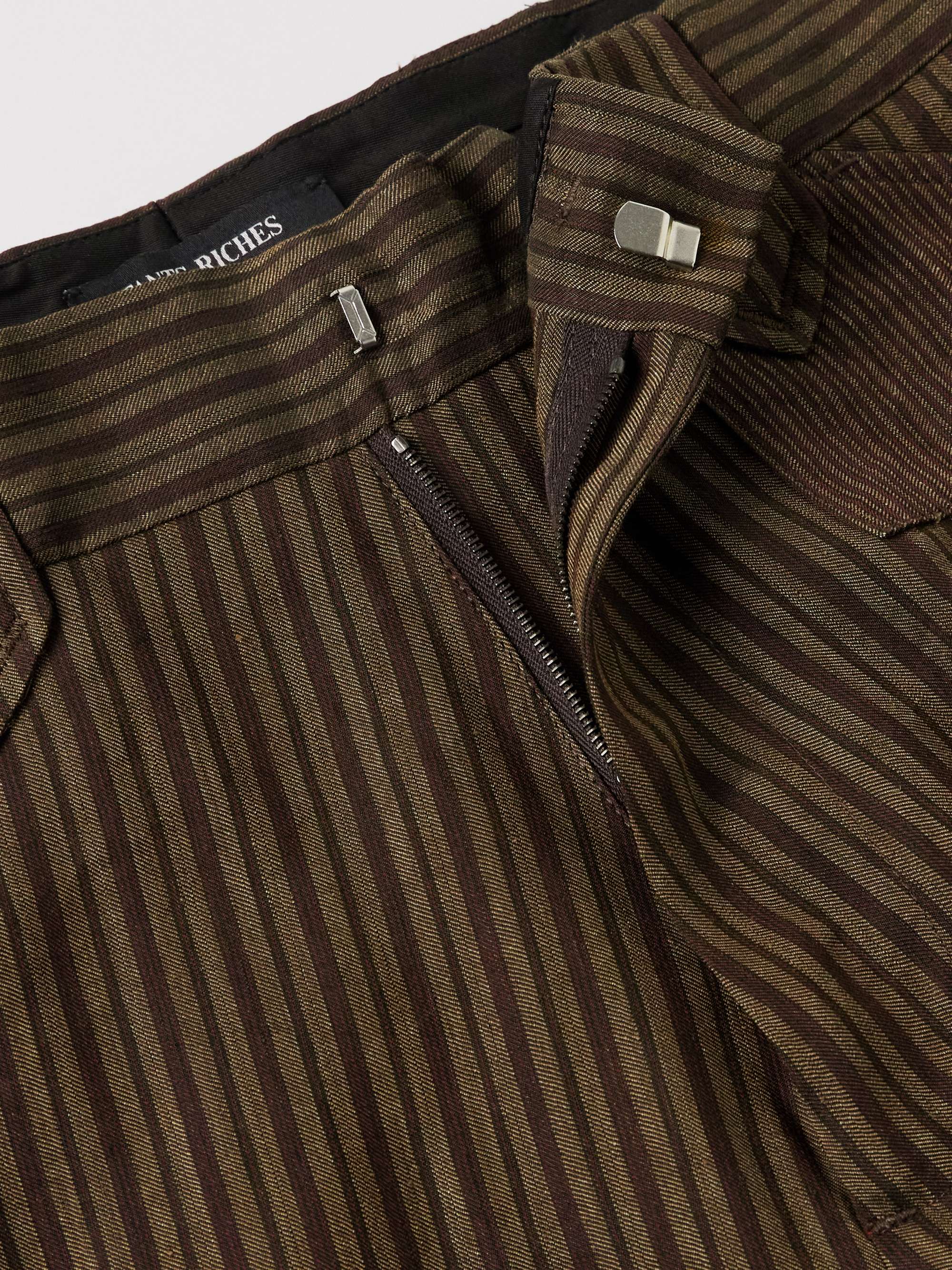 Robot March Straight-Leg Panelled Striped Linen-Blend Twill Trousers view