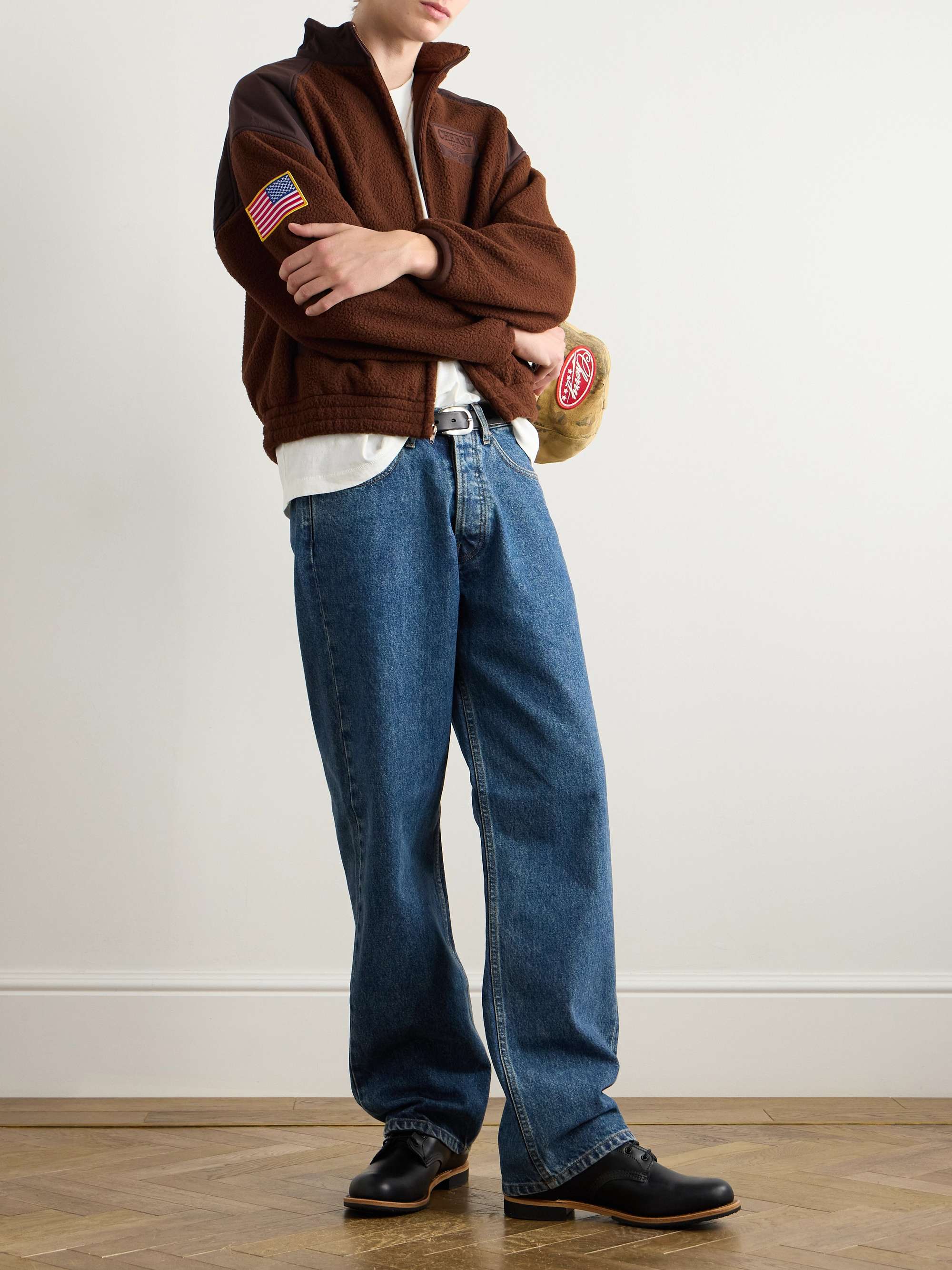 Logo-Appliquéd Shell-Panelled Fleece Jacket view