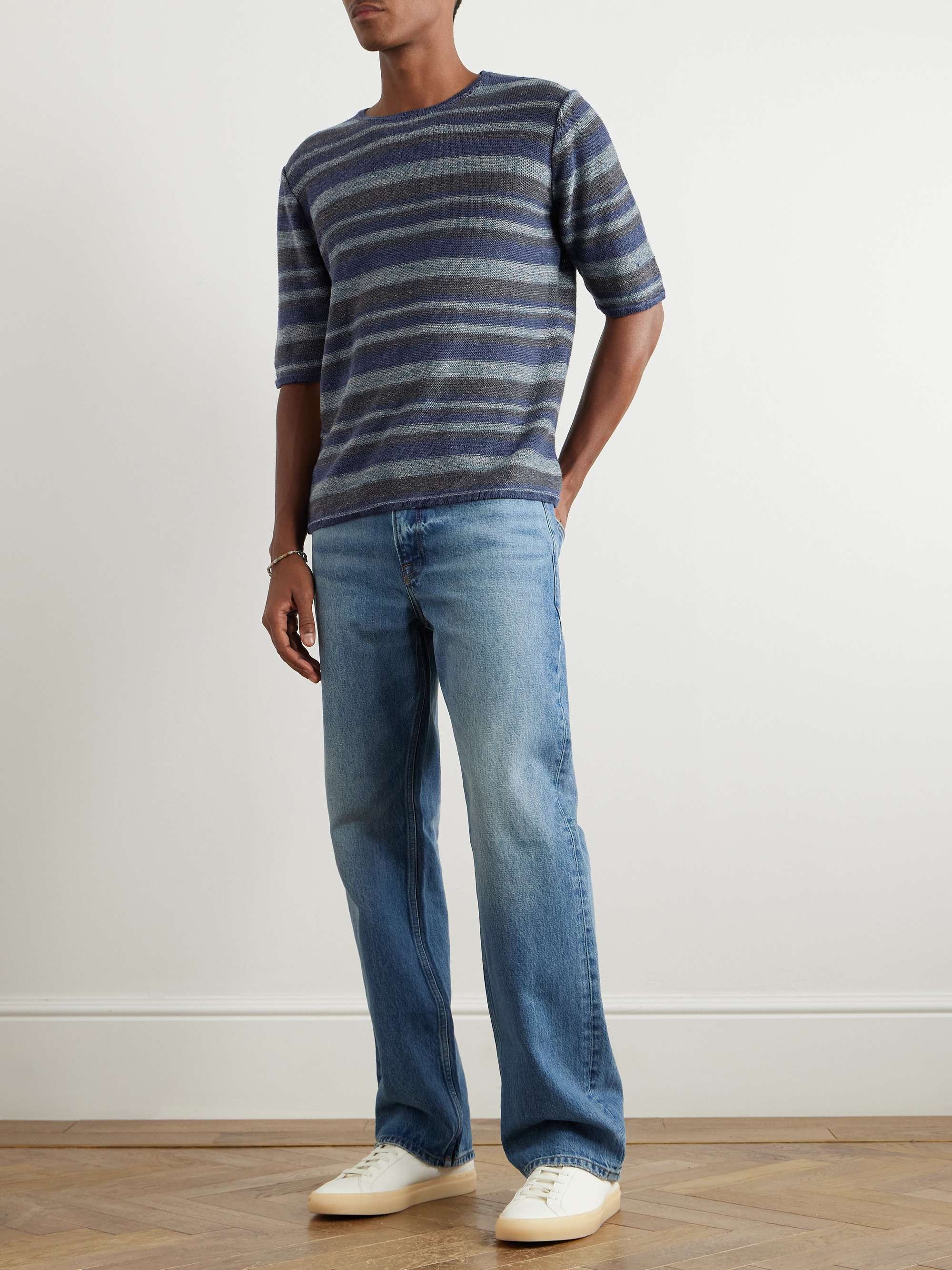Strata Striped Knitted Linen T-Shirt view