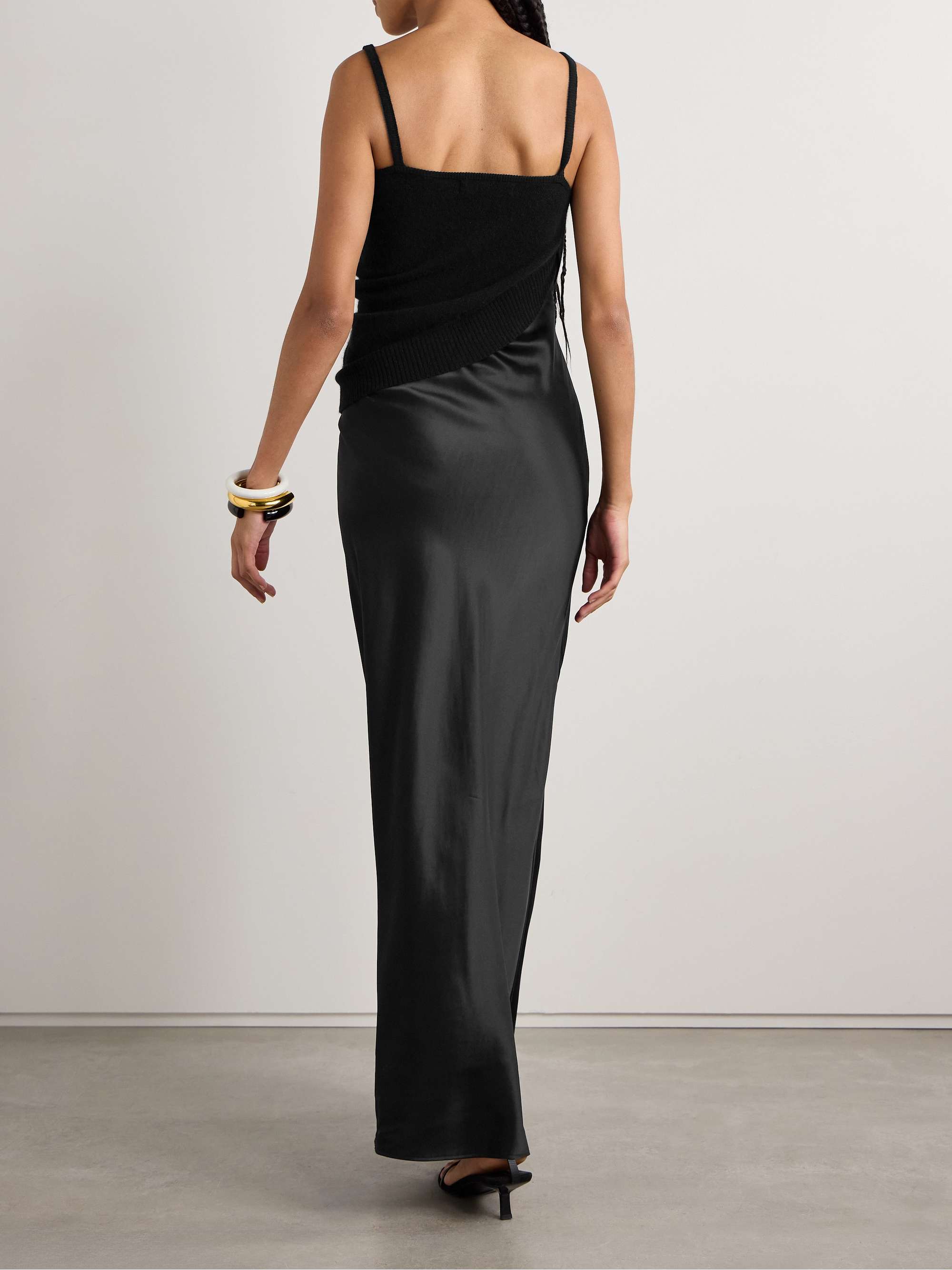 Knotted cutout cashmere and silk-satin maxi dress view