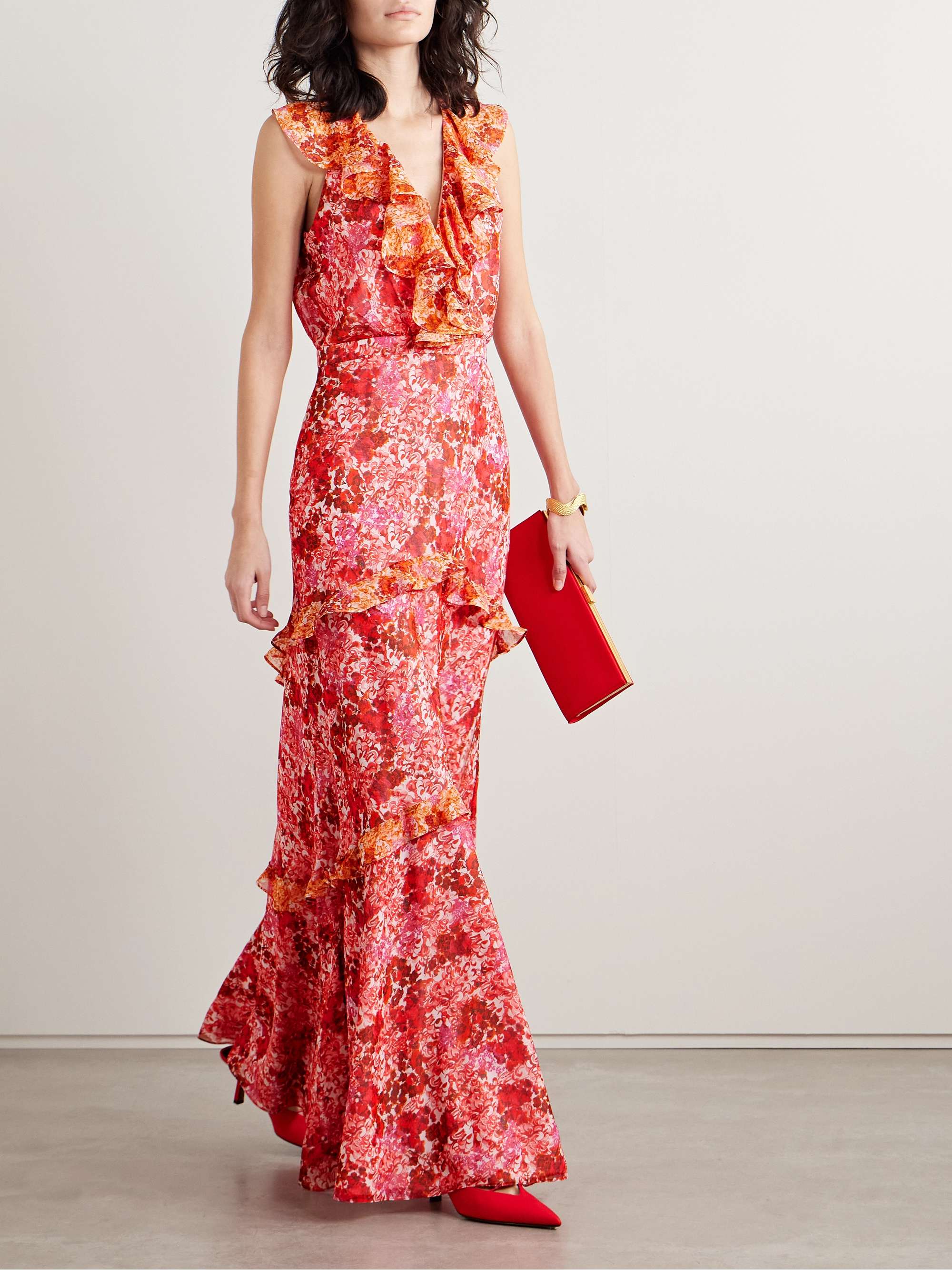 Rita ruffled tiered floral-print silk-georgette maxi dress view