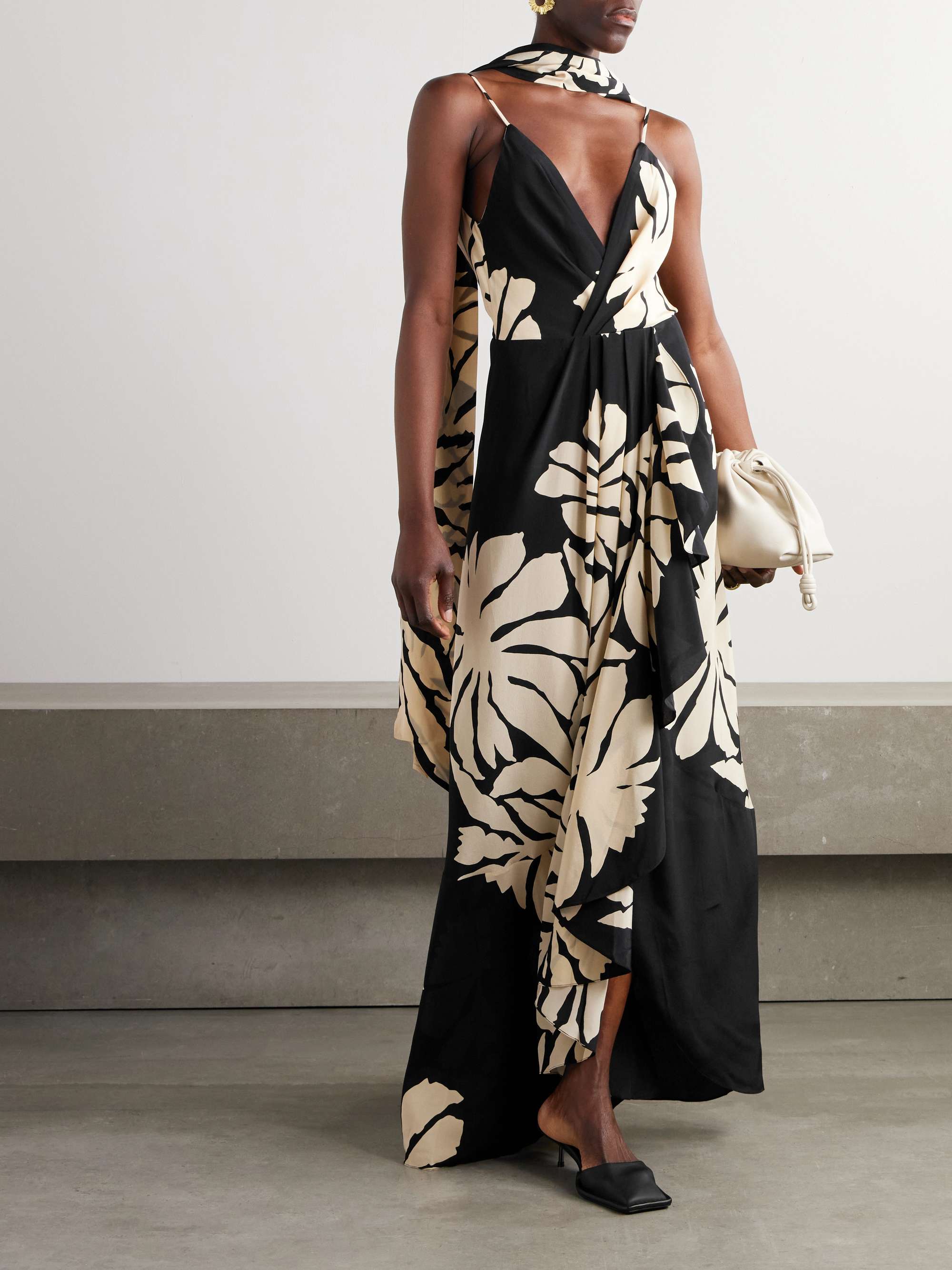 Santa Cruz wrap-effect gathered floral-print silk maxi dress view