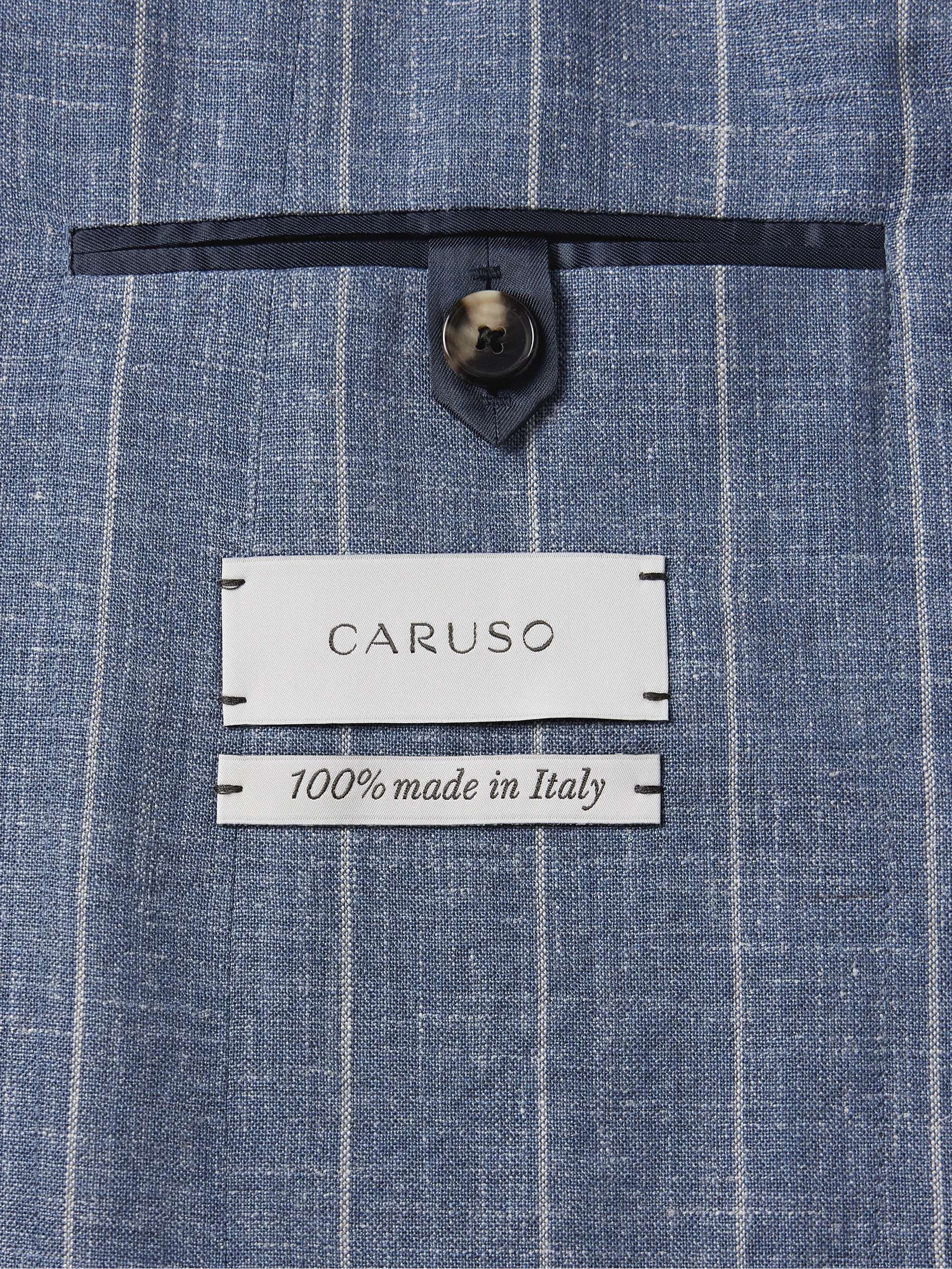 Striped Wool, Silk and Linen-Blend Suit Jacket view
