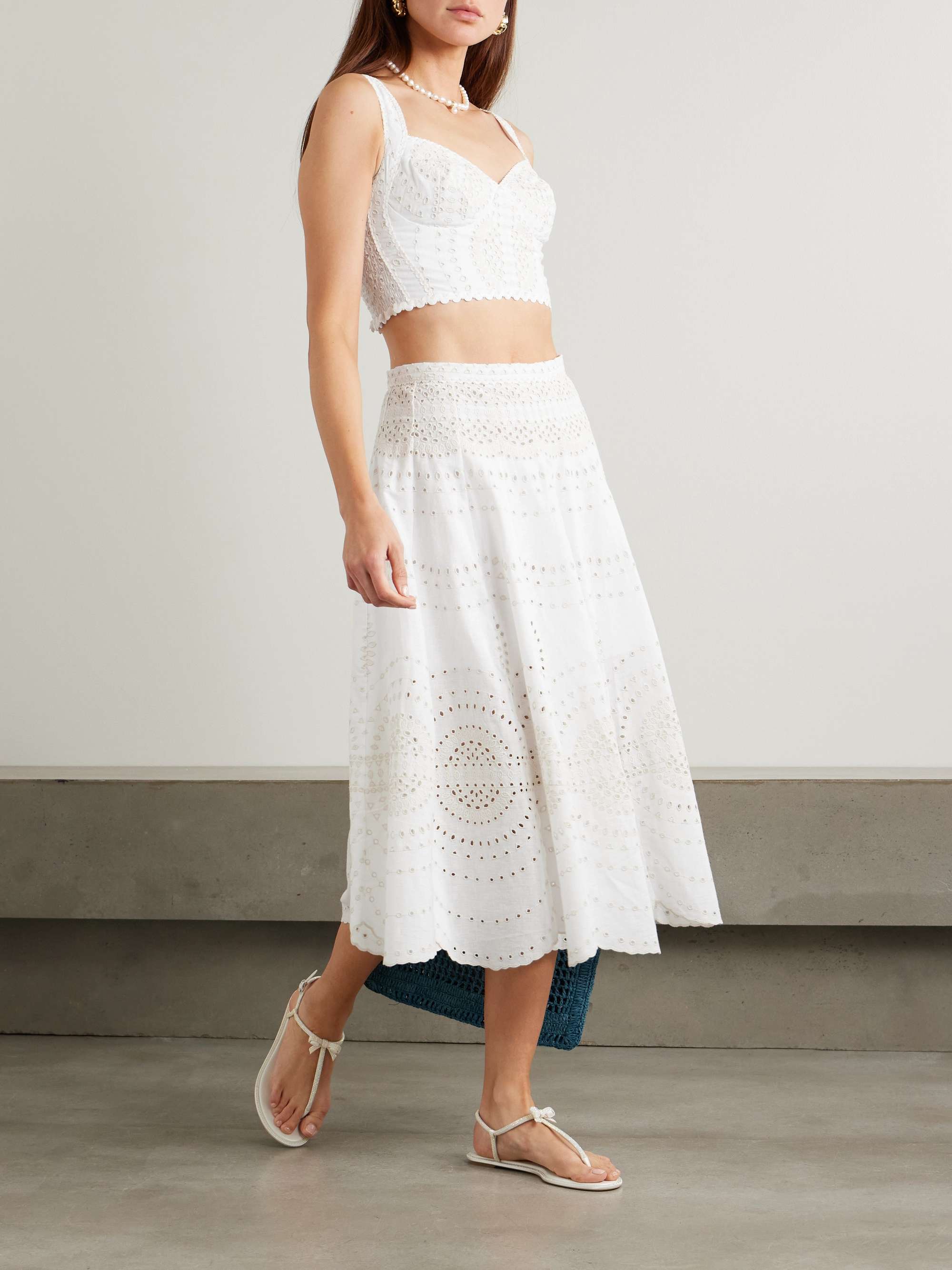 Livvy broderie anglaise cotton-blend midi skirt view