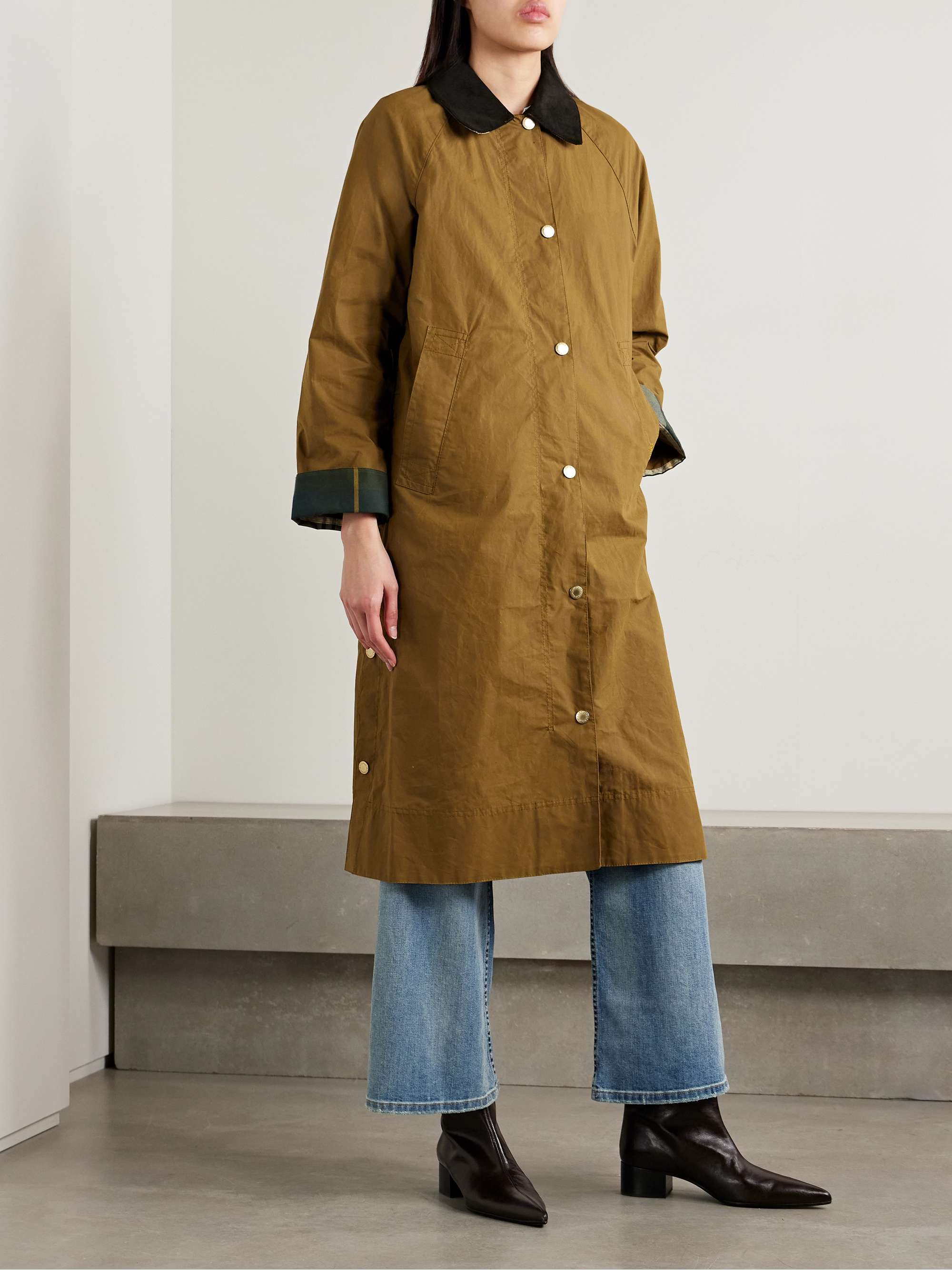 Ettie corduroy-trimmed waxed-cotton jacket view