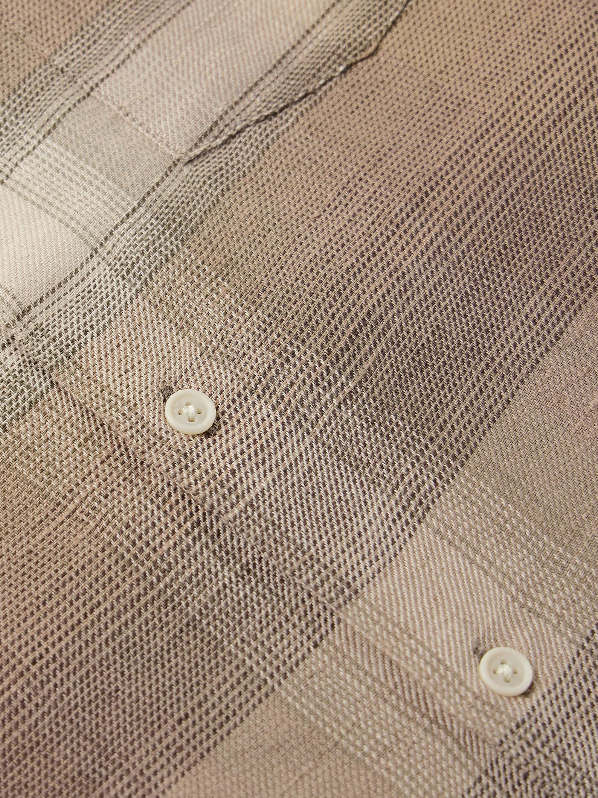 Asheville Convertible-Collar Checked Linen and Cotton-Blend Shirt view