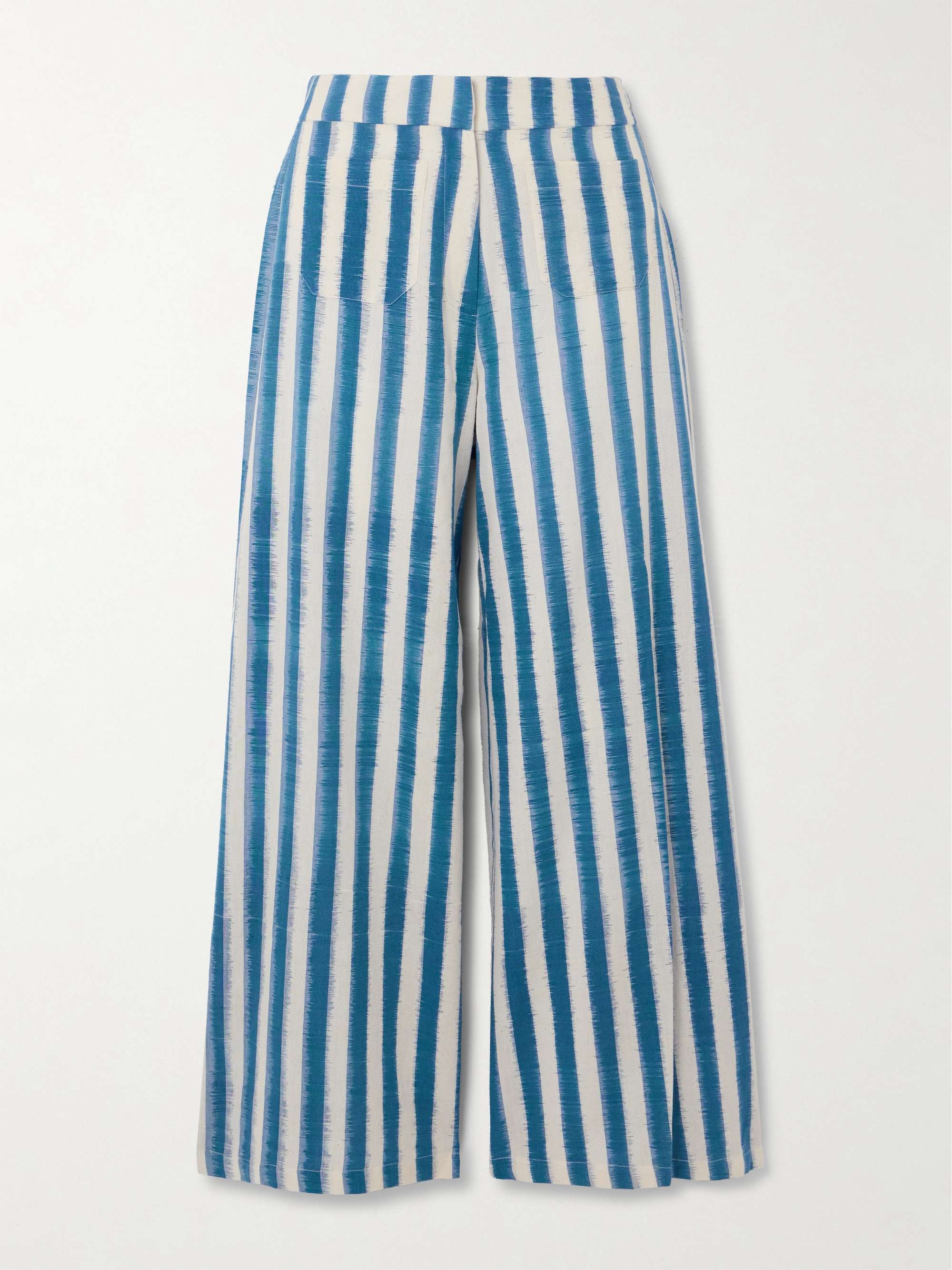 Adele Ikat striped cotton wide-leg pants hero visual