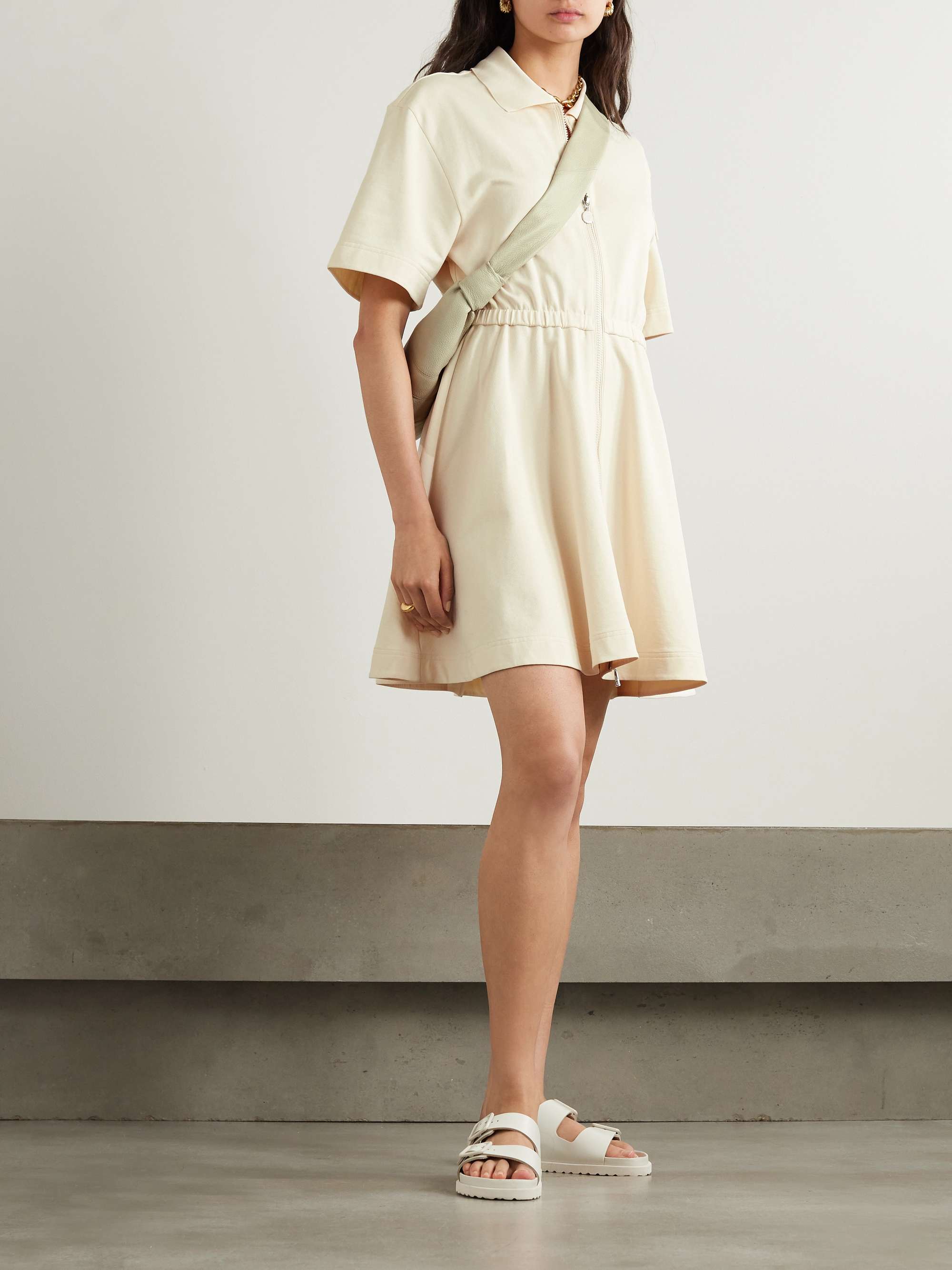 Pleated cotton-piqué mini shirt dress view