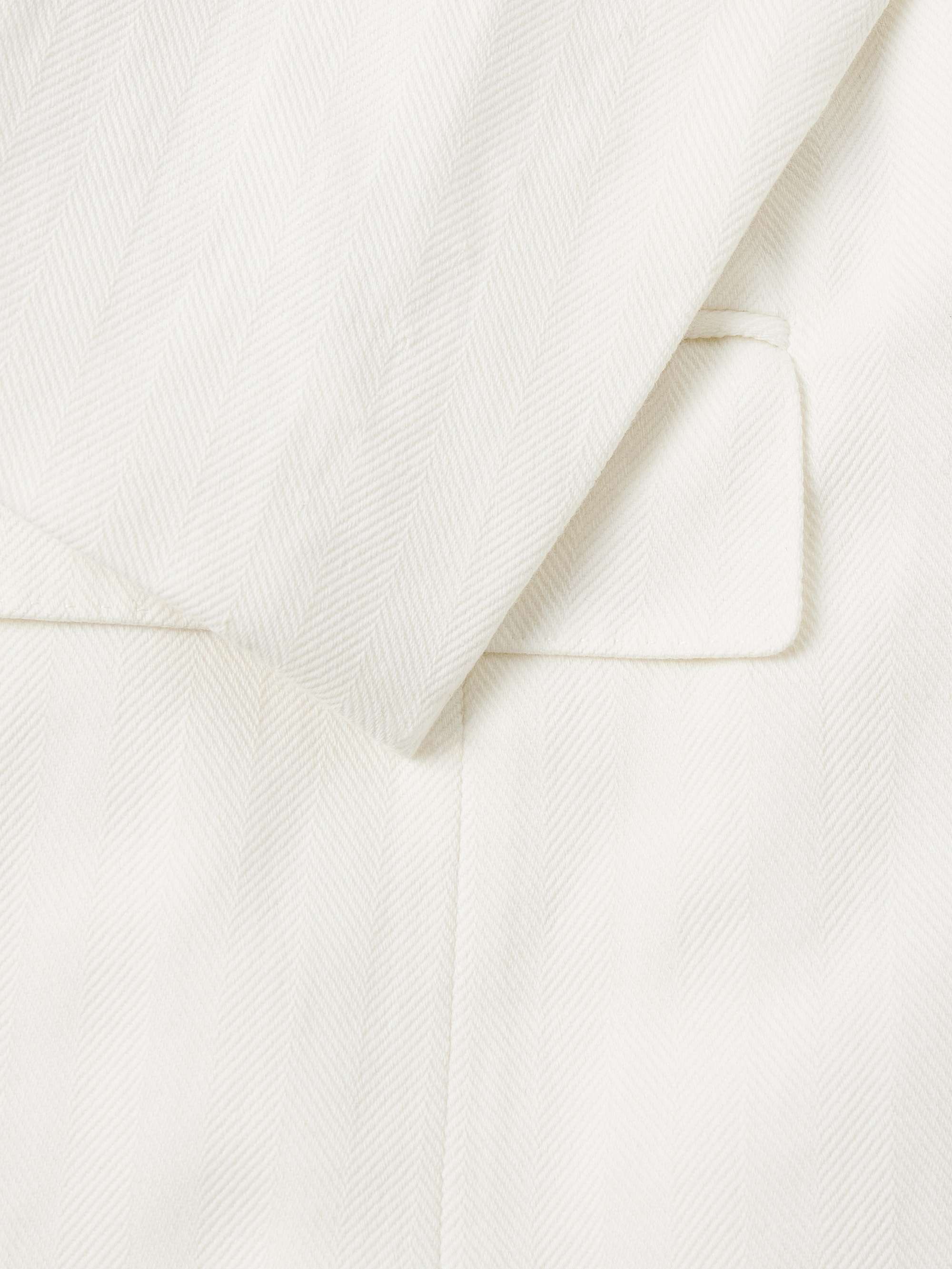 Double-Breasted Herringbone Cotton and Linen-Blend Suit Jacket view