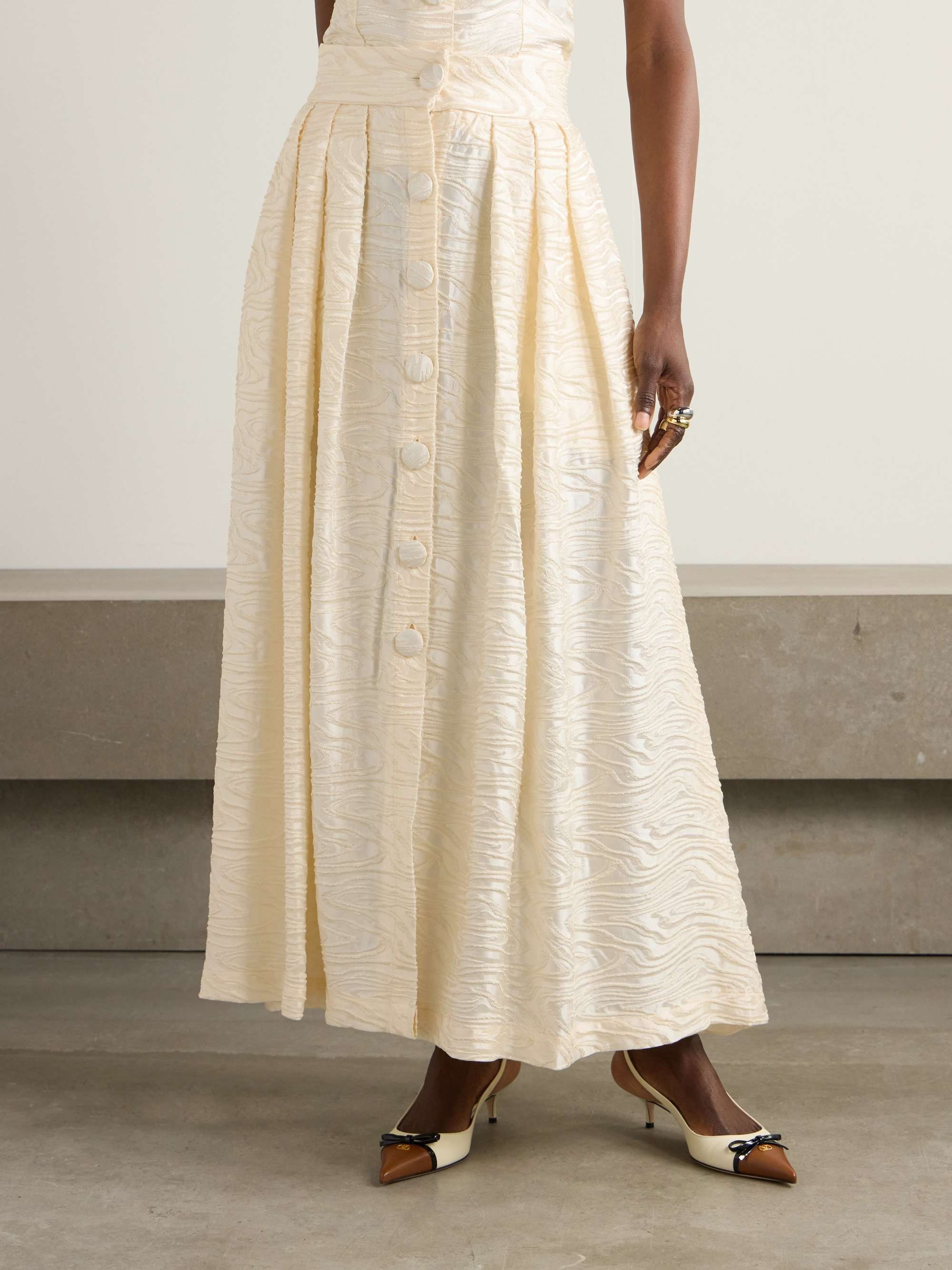 Irving pleated fil coupé woven midi skirt view