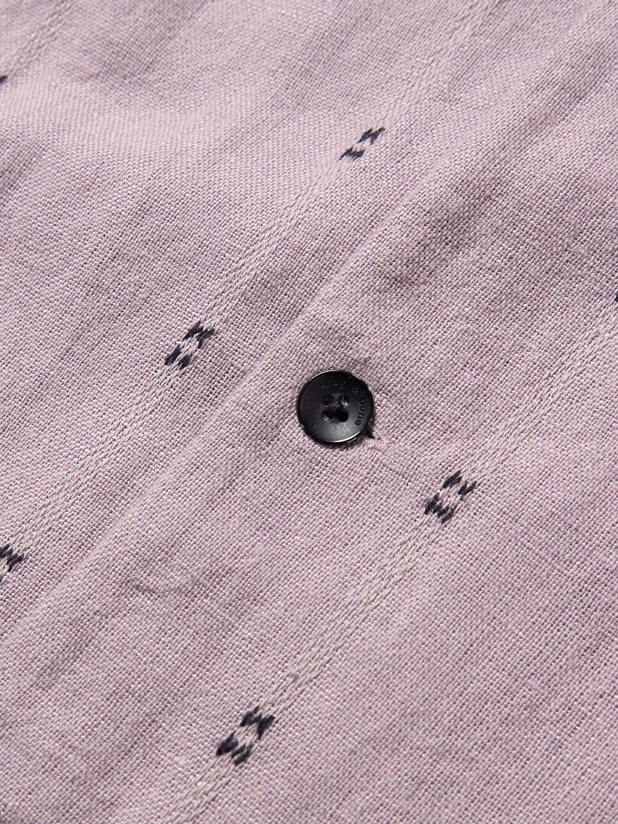 Avery Camp-Collar Embroidered Linen Shirt view