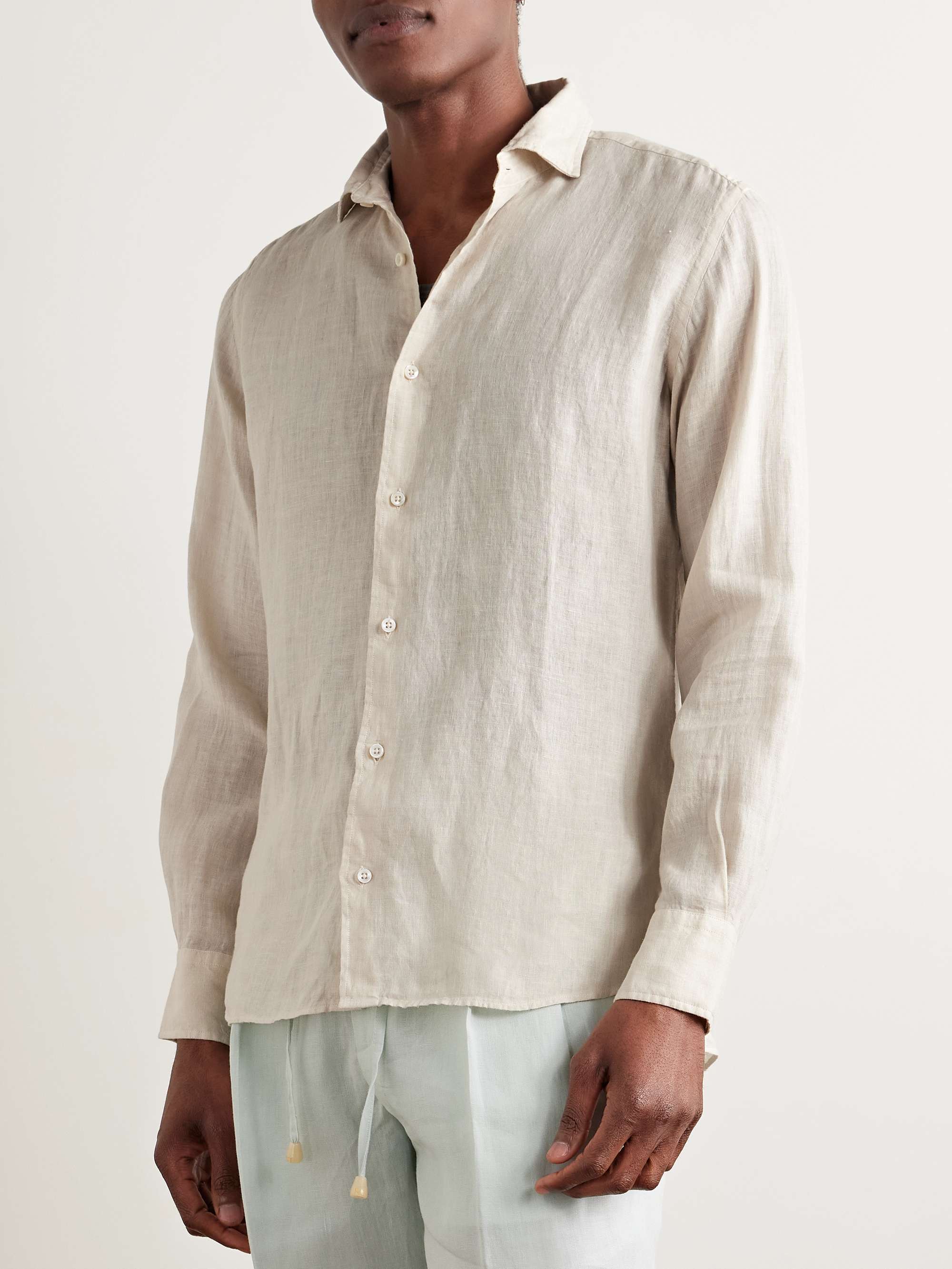 Slim-Fit Cutaway-Collar Linen Shirt view