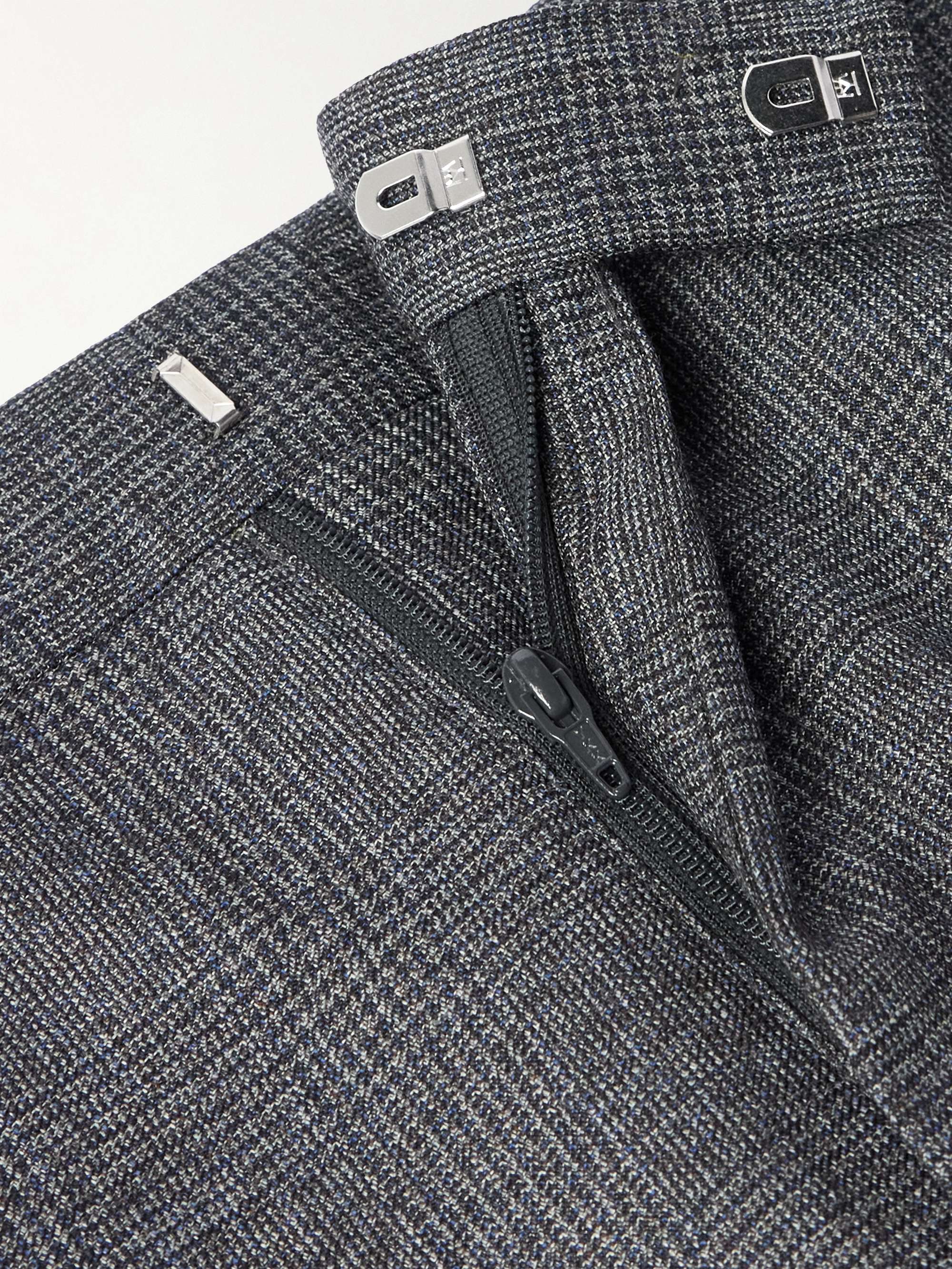 Straight-Leg Prince of Wales Checked Wool Suit Trousers view