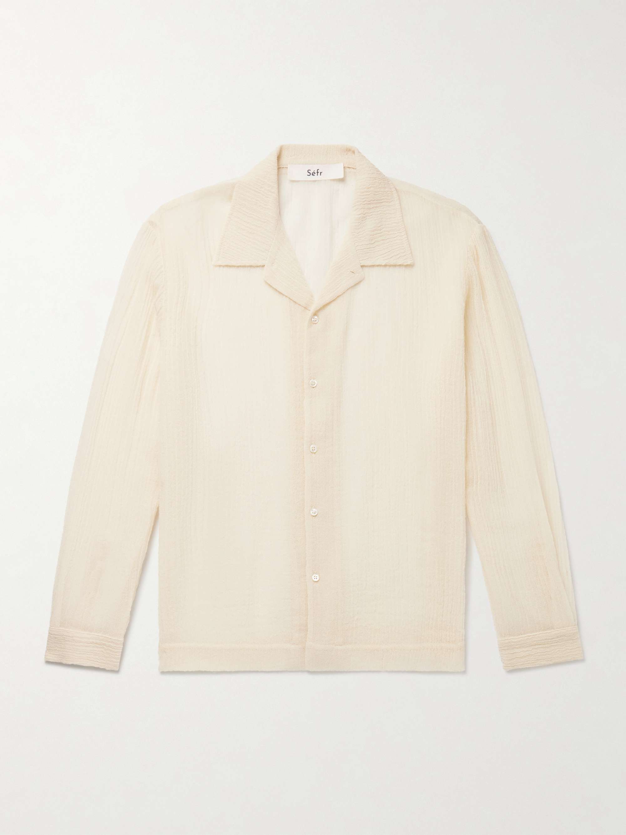 Jagou Camp-Collar Open-Knit Merino Wool-Gauze Shirt hero visual