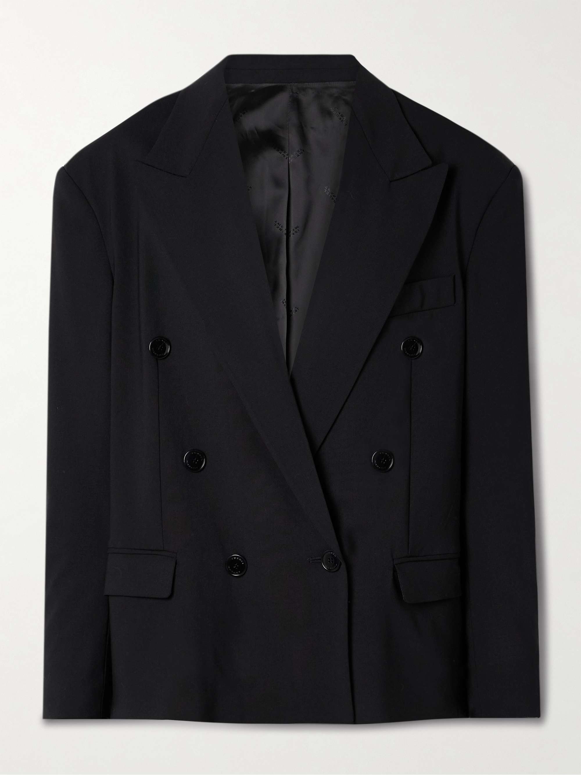 Klero double-breasted grain de poudre wool-blend blazer hero visual