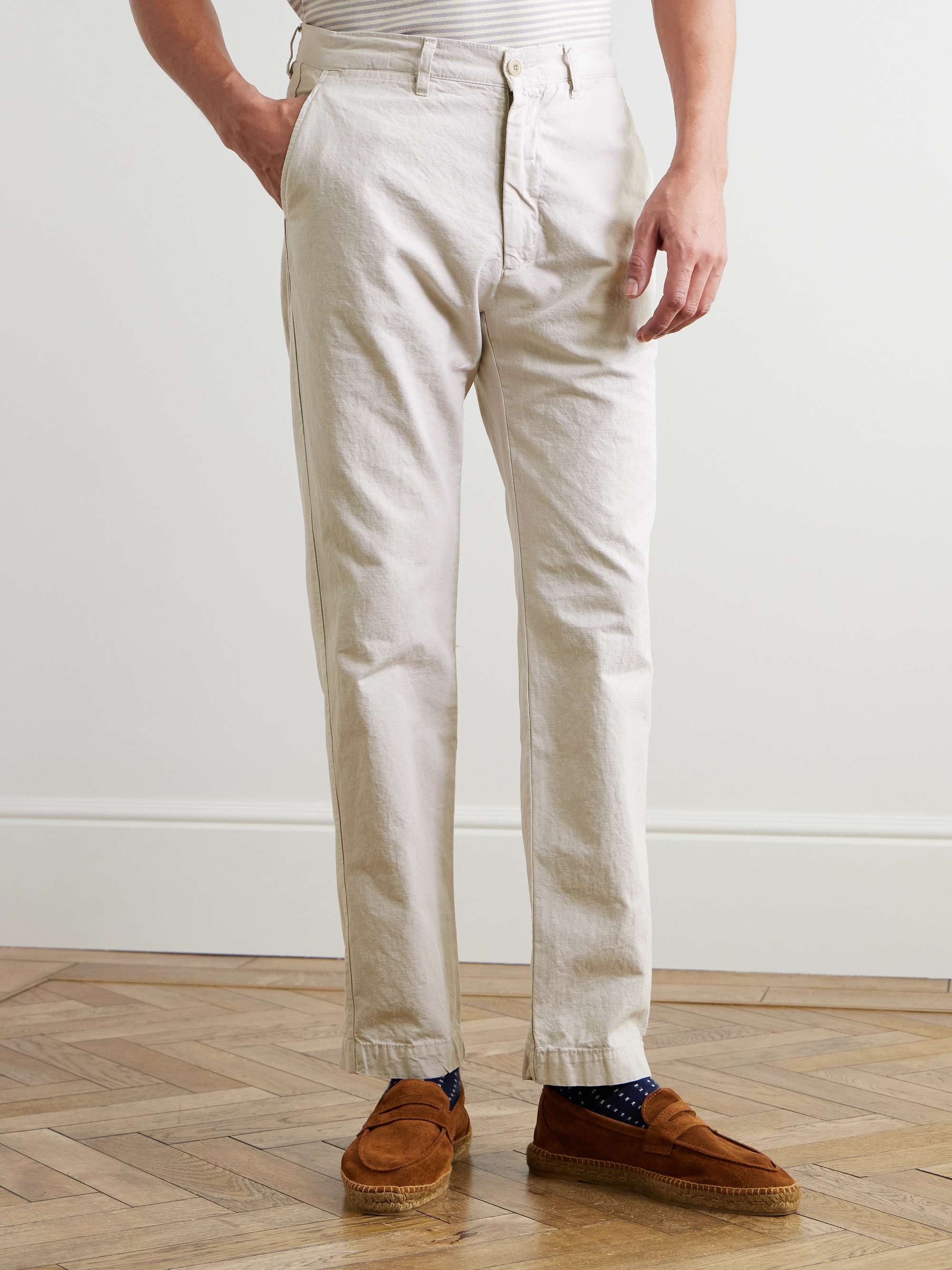 Tyron Slim-Fit Straight-Leg Cotton and Linen-Blend Trousers view