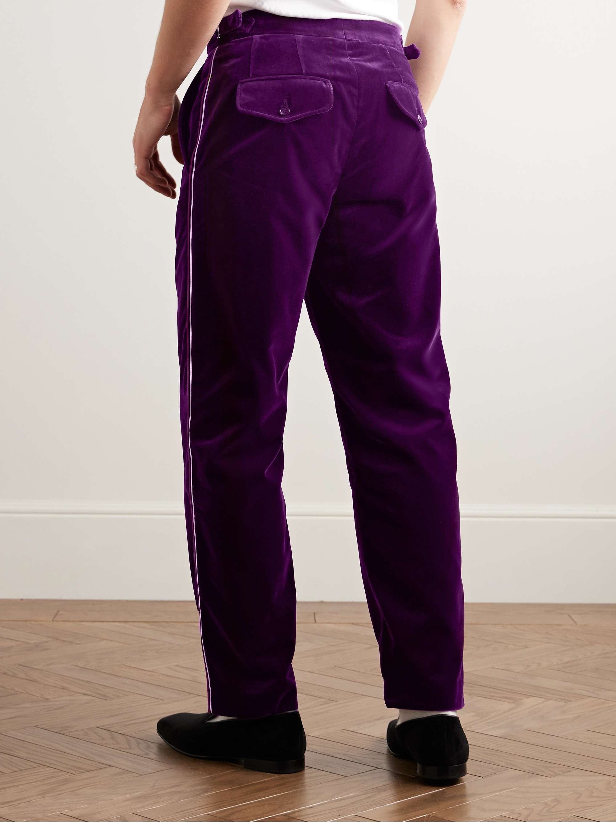 Showcase Straight-Leg Soutache-Trimmed Cotton-Velvet Suit Trousers view