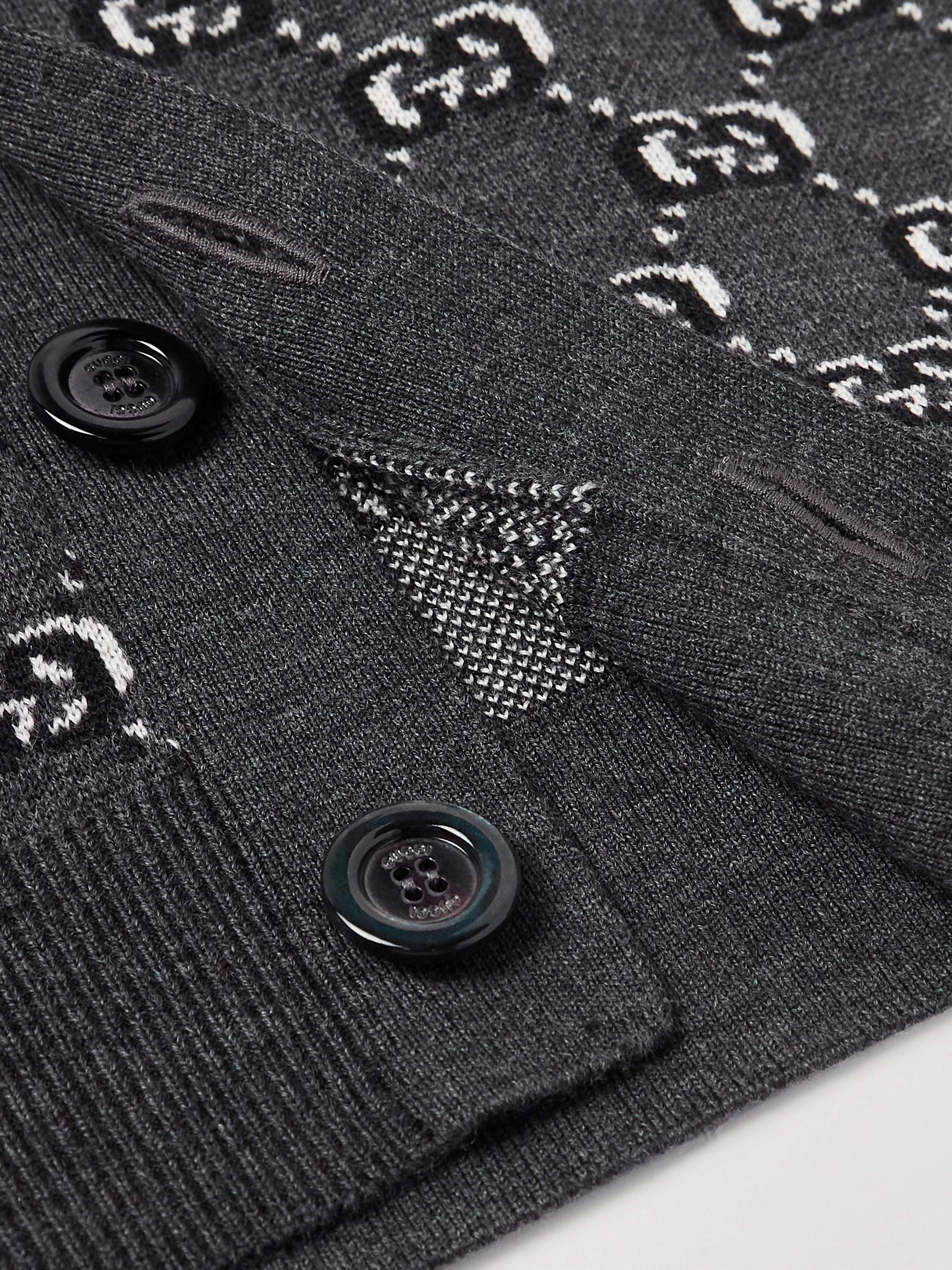 Logo-Jacquard Wool Cardigan view