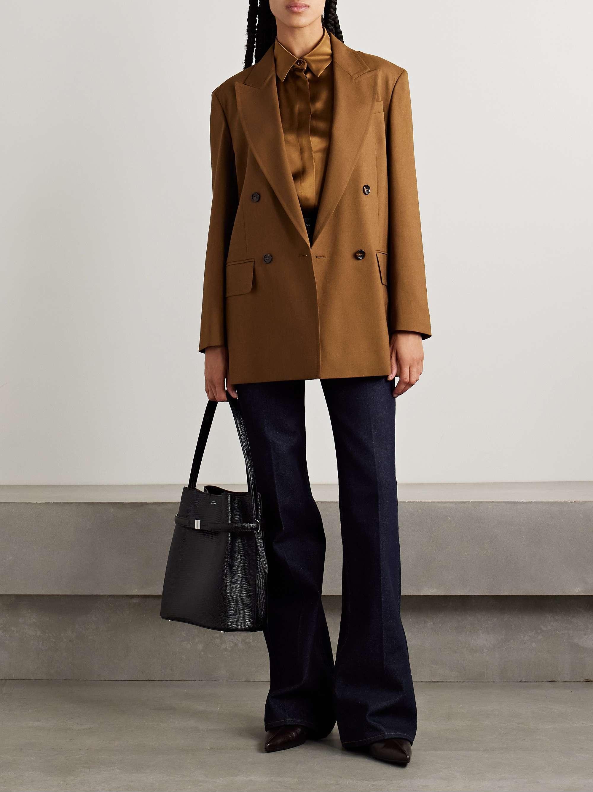 Palanca double-breasted wool, mohair and silk-blend blazer view