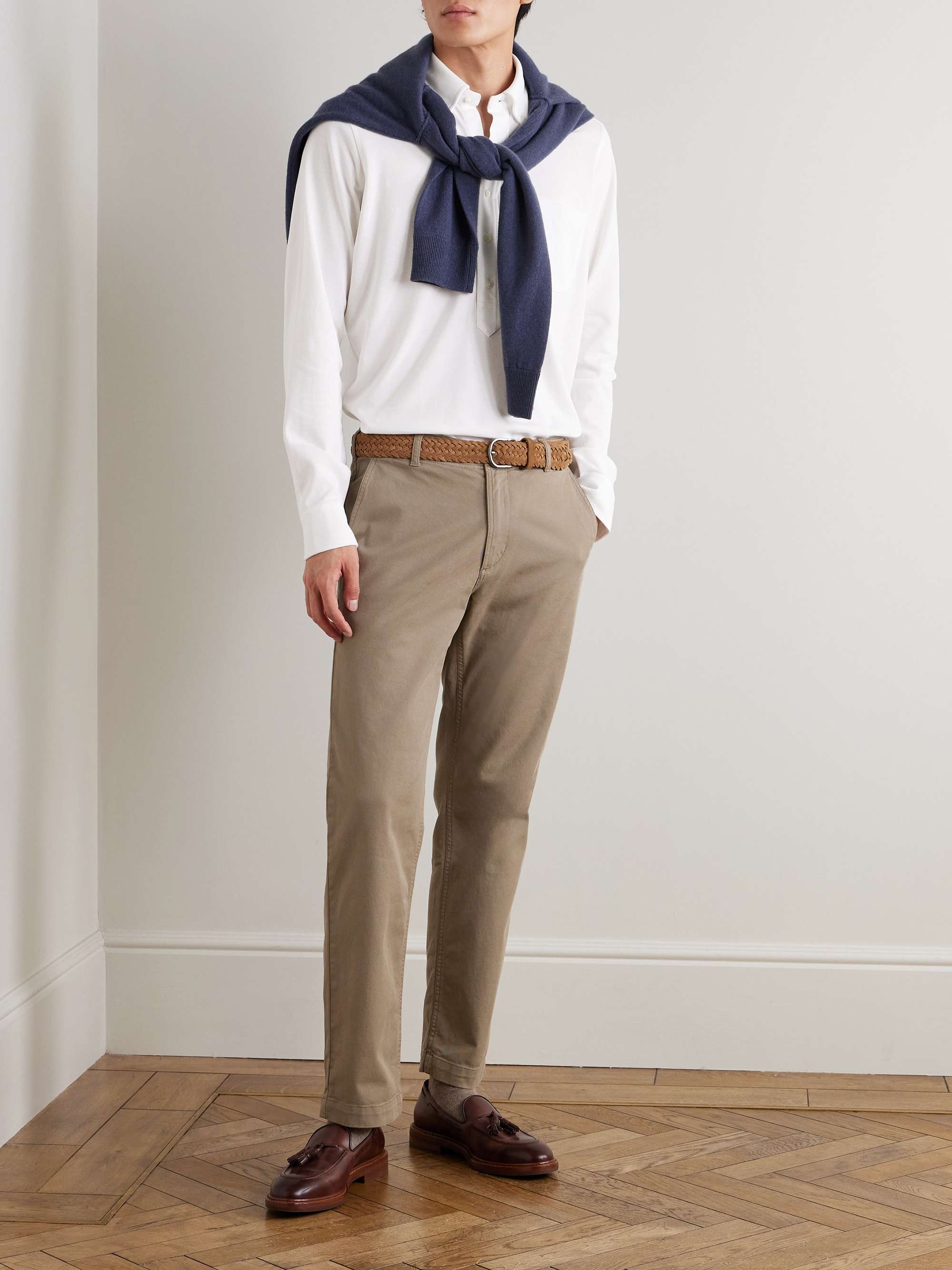 Button-Down Collar Pima Cotton-Piqué Half-Placket Shirt view