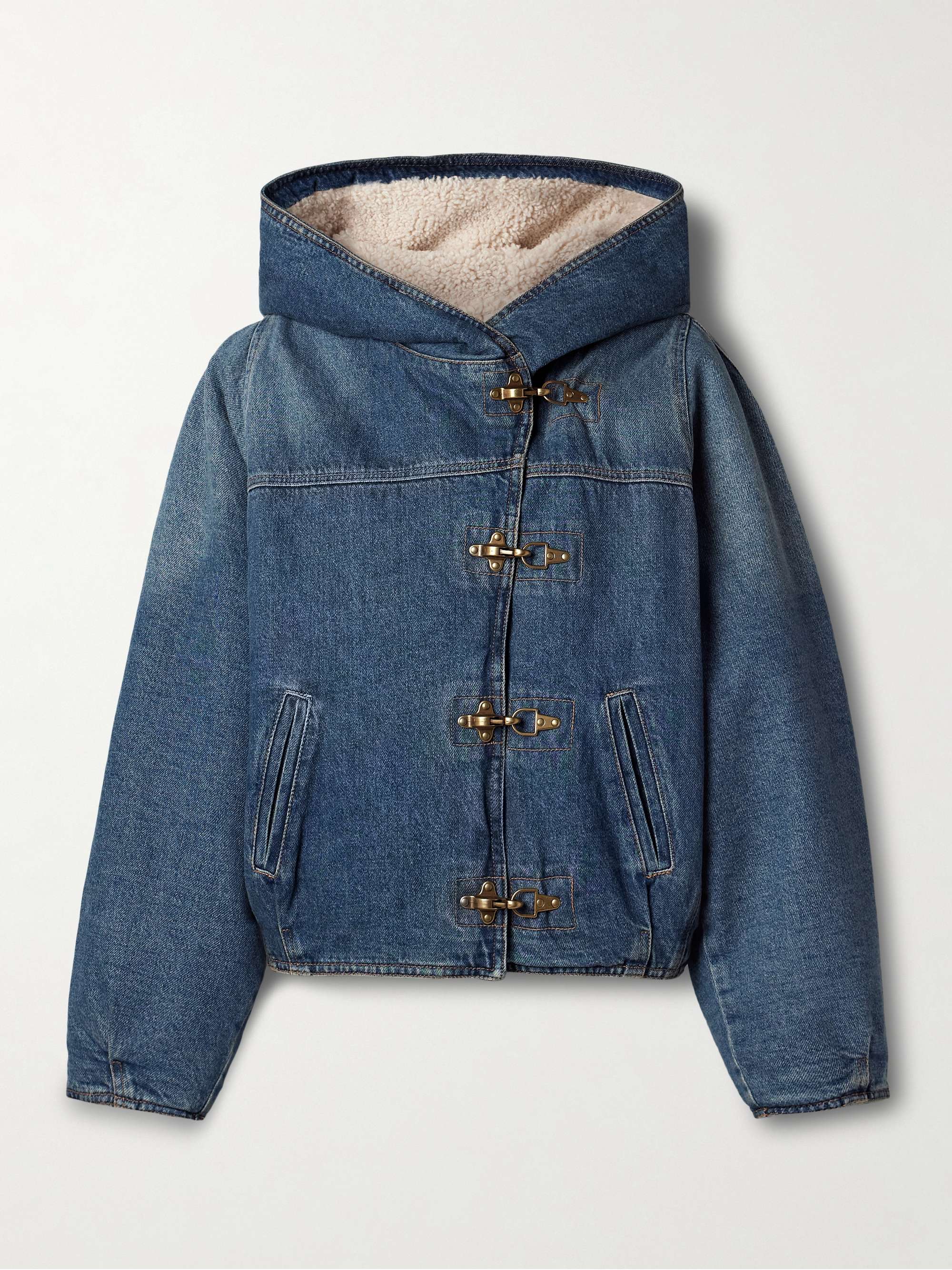Biane fleece-lined hooded denim jacket hero visual