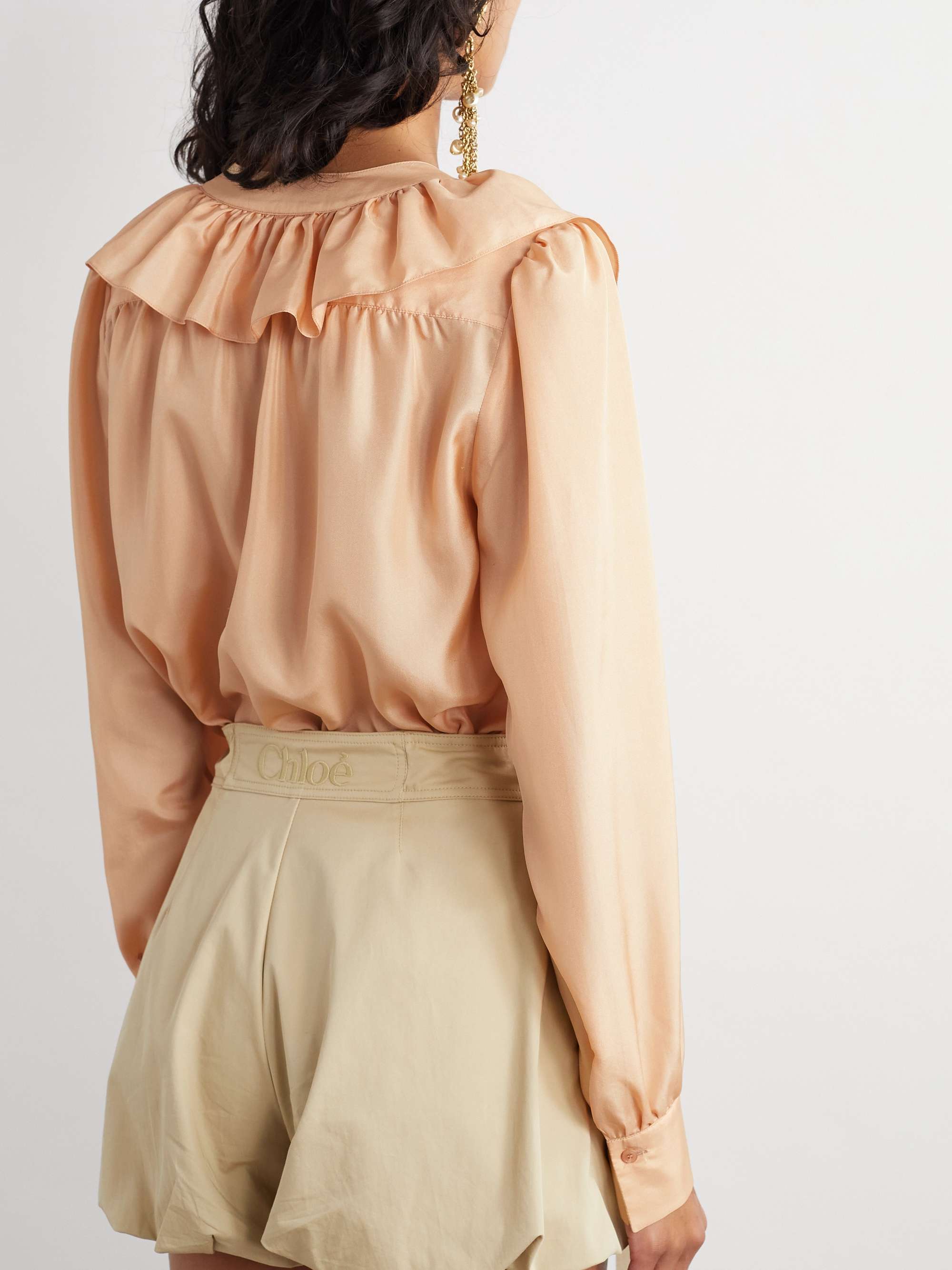 Ruffled silk blouse view