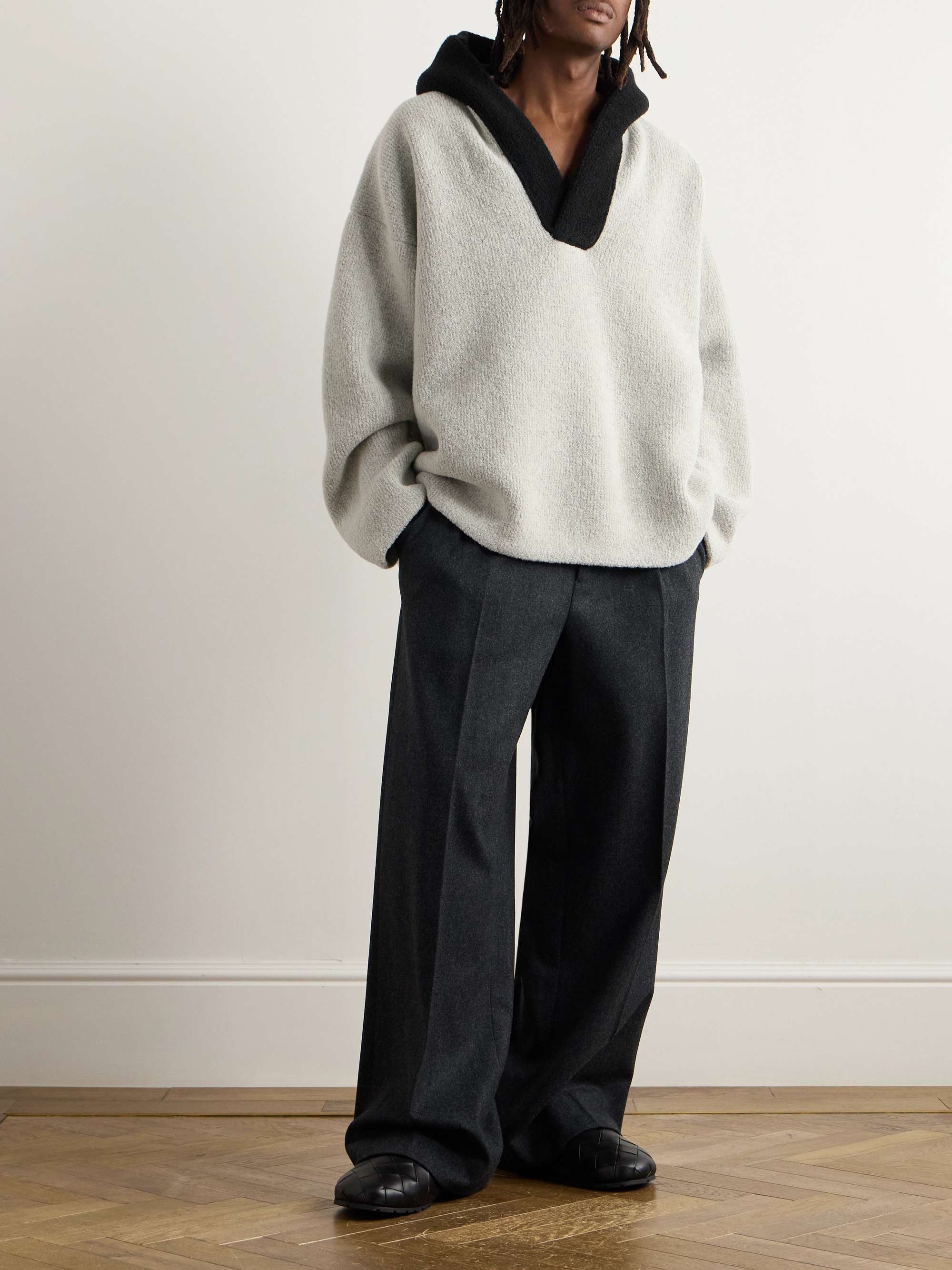 Oversized Colour-Block Wool-Blend Bouclé Hoodie view