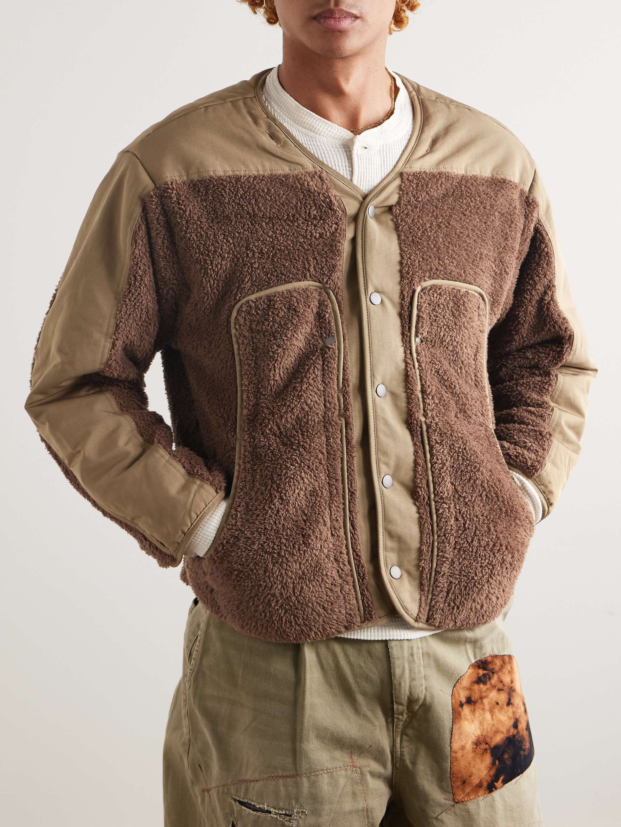 Smock Cotton-Blend Twill Hooded Jacket with Fleece-Trimmed Liner view