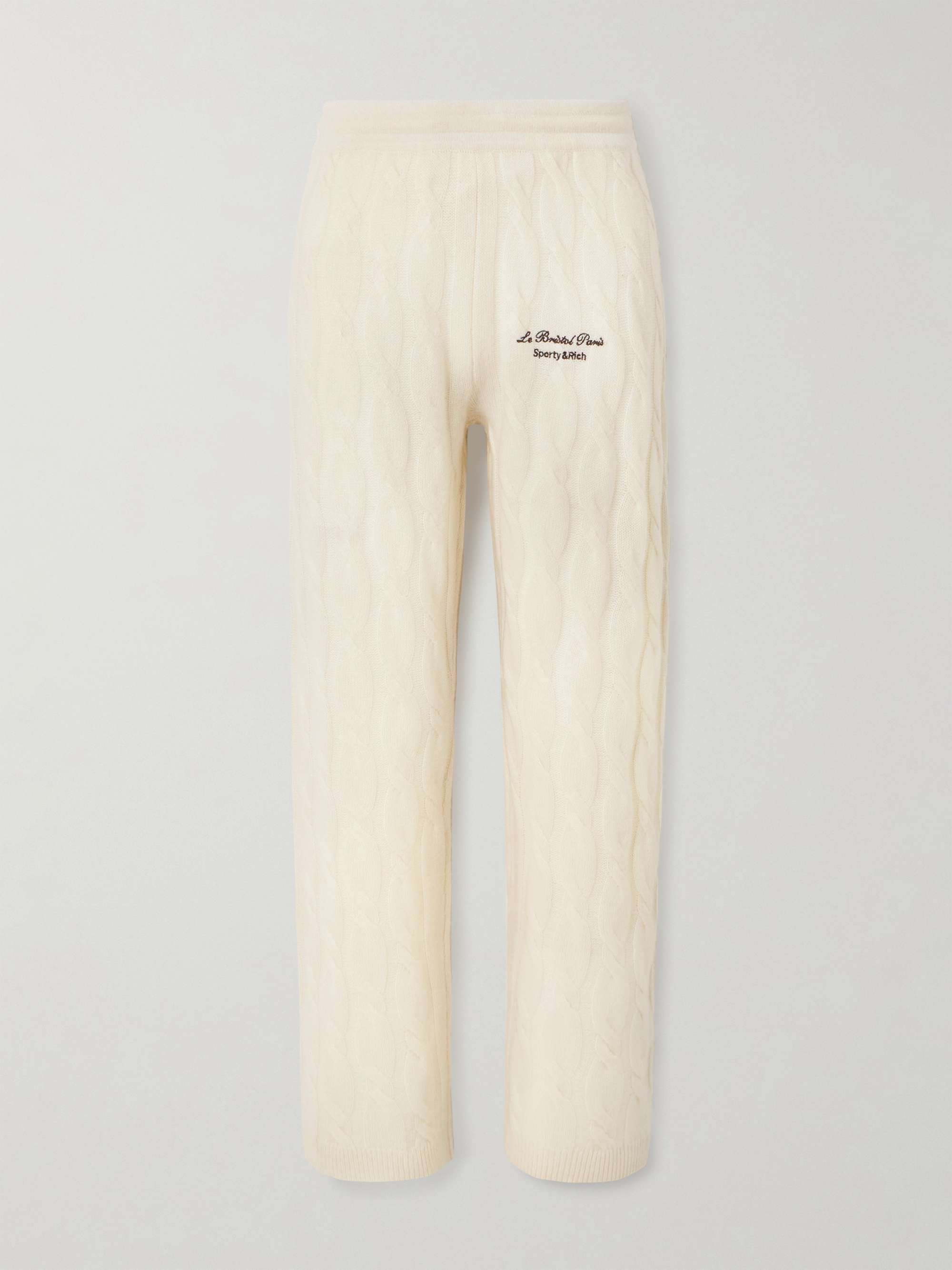 + Le Bristol Paris Faubourg cable-knit cashmere and wool-blend track pants hero visual