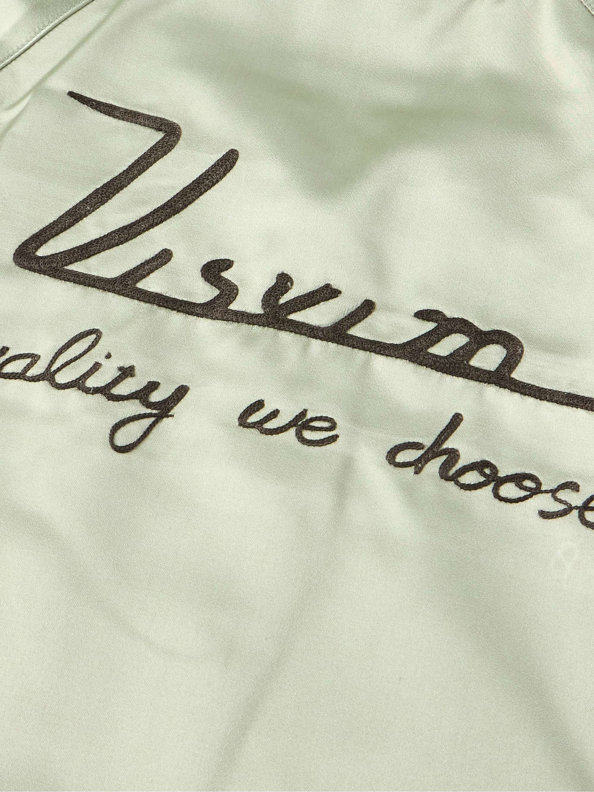 Reversible Embroidered Silk-Satin and Cotton Bomber Jacket view