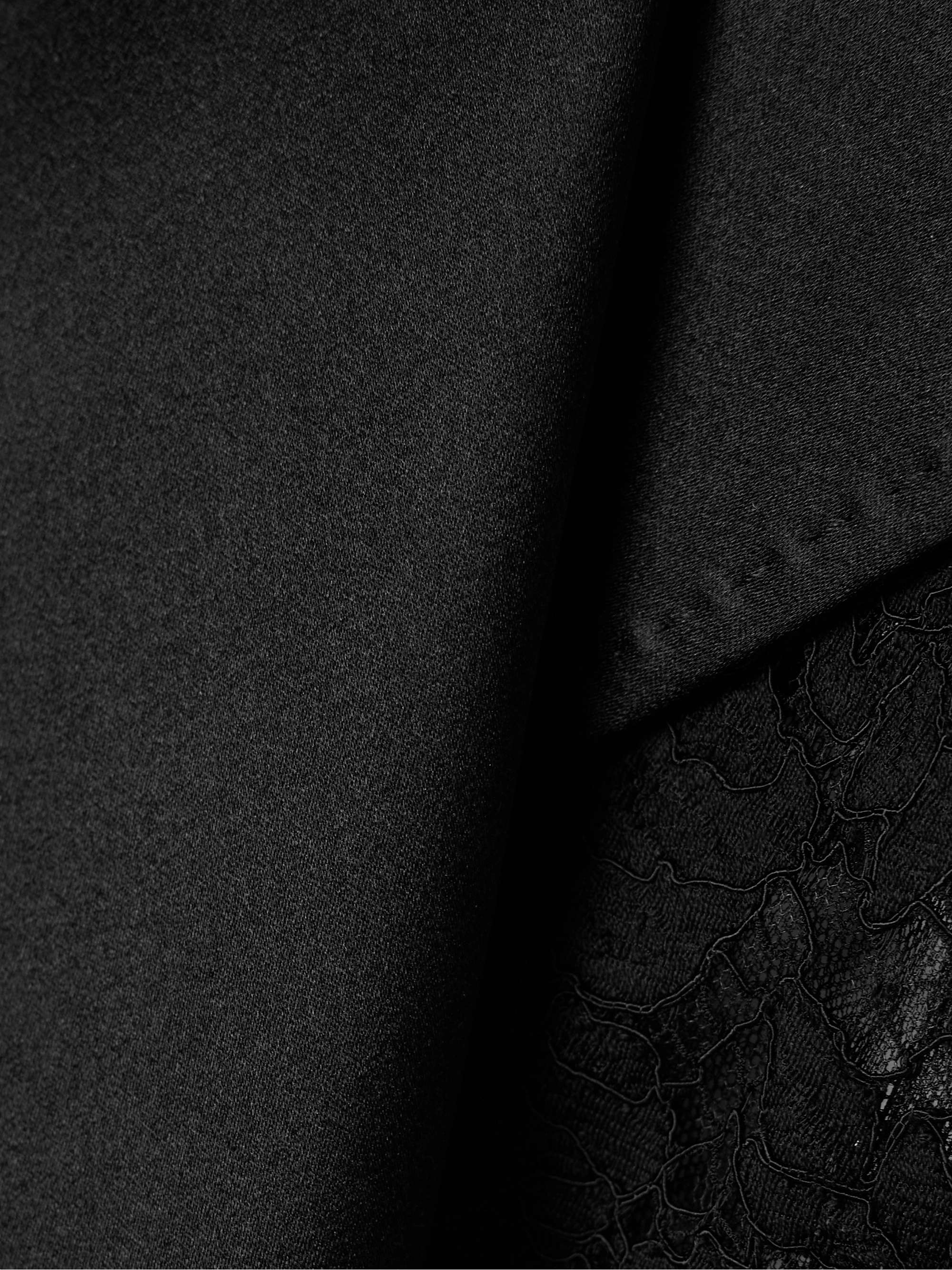 Double-breasted satin-trimmed corded lace blazer view