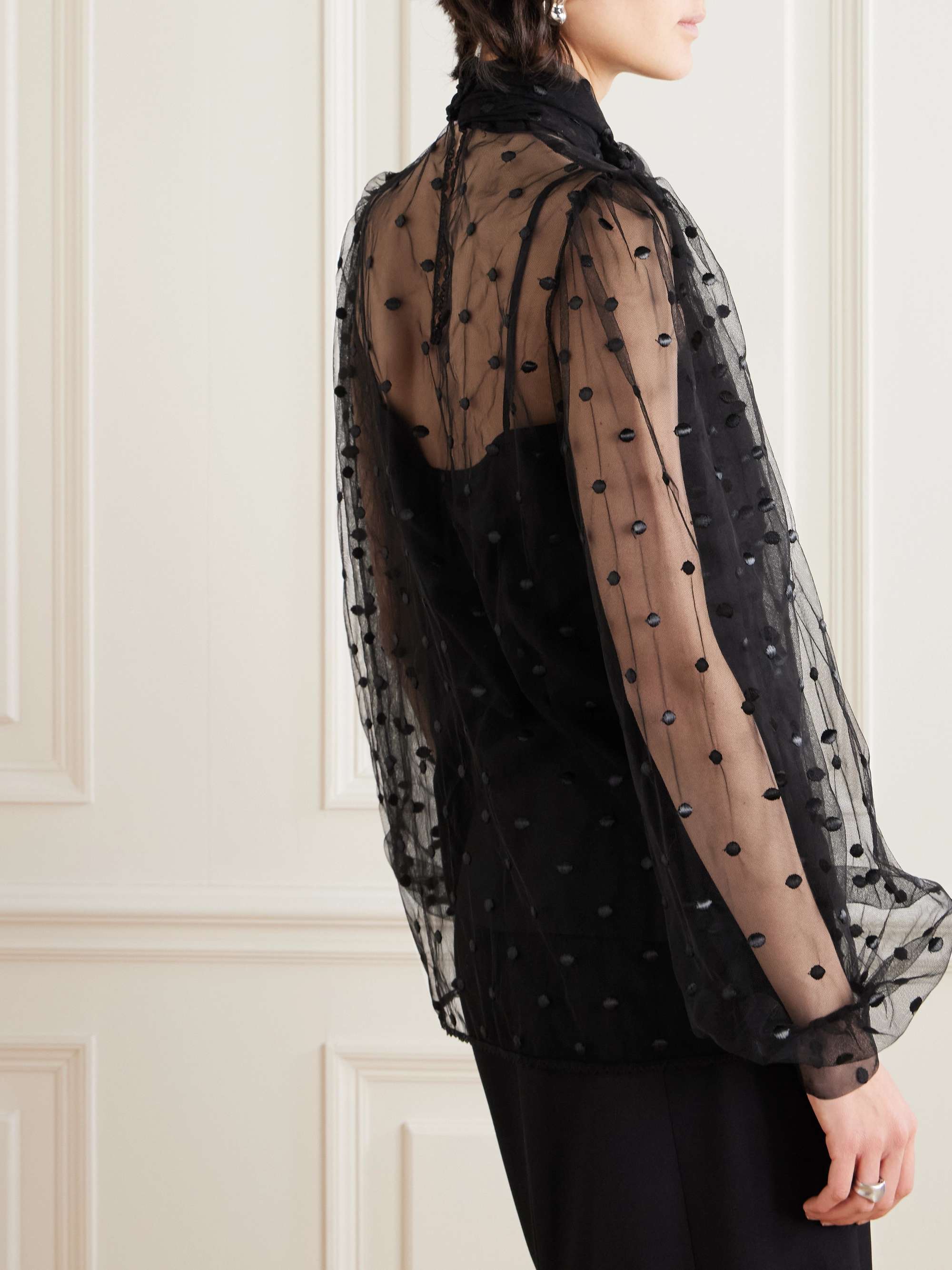 Pussy-bow point d'esprit blouse view