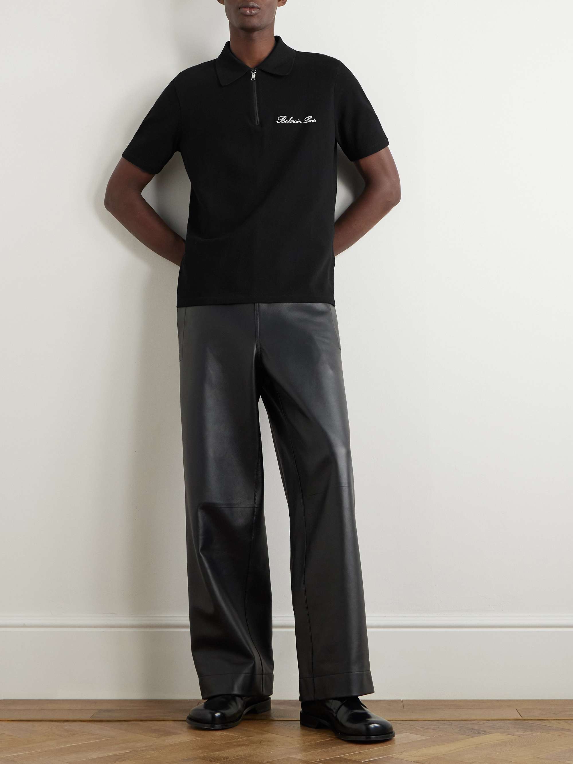 Logo-Embroidered Cotton-Piqué Half-Zip Polo Shirt view