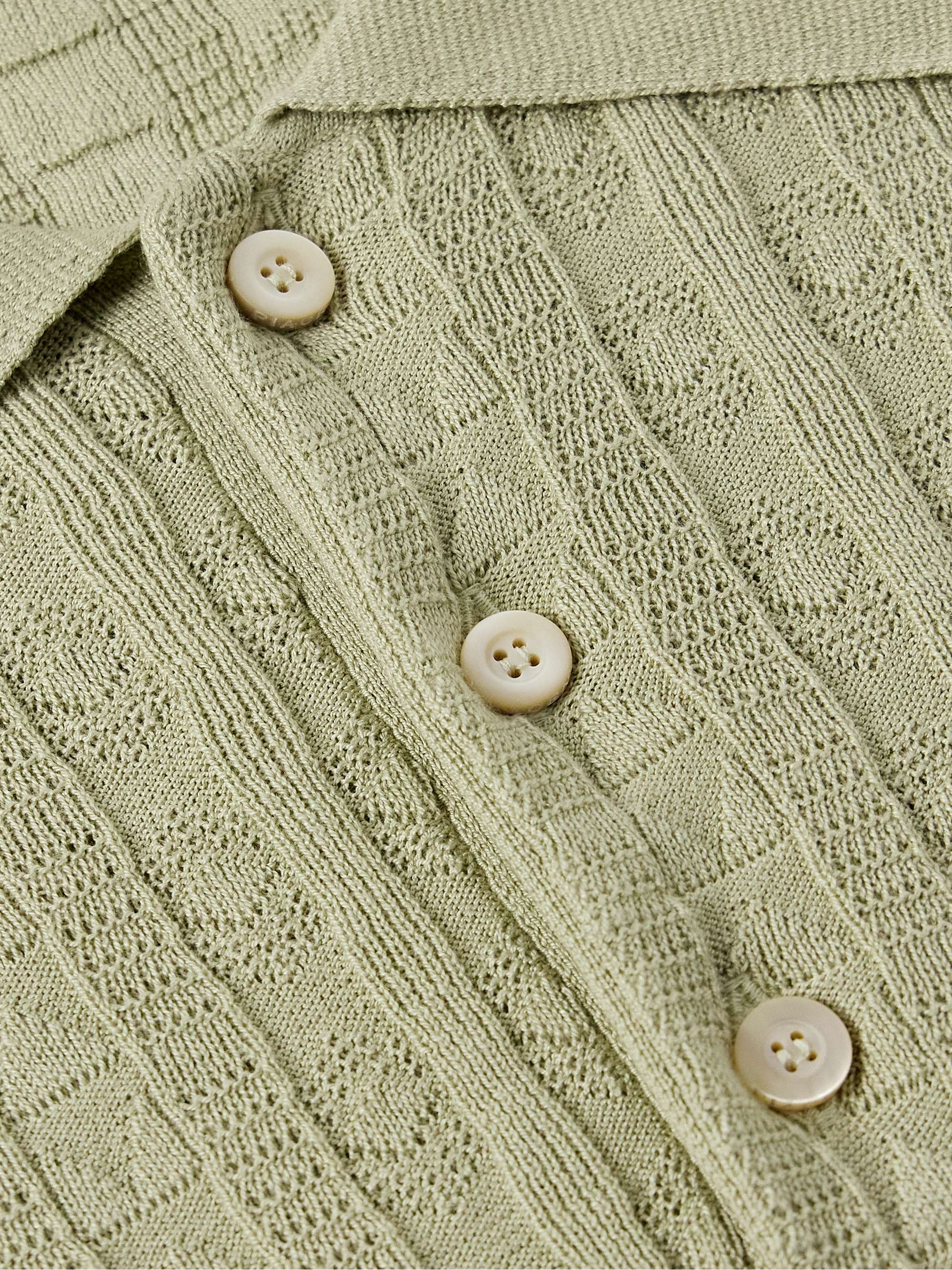 Slim-Fit Pointelle-Knit Silk and Cotton-Blend Polo Shirt view