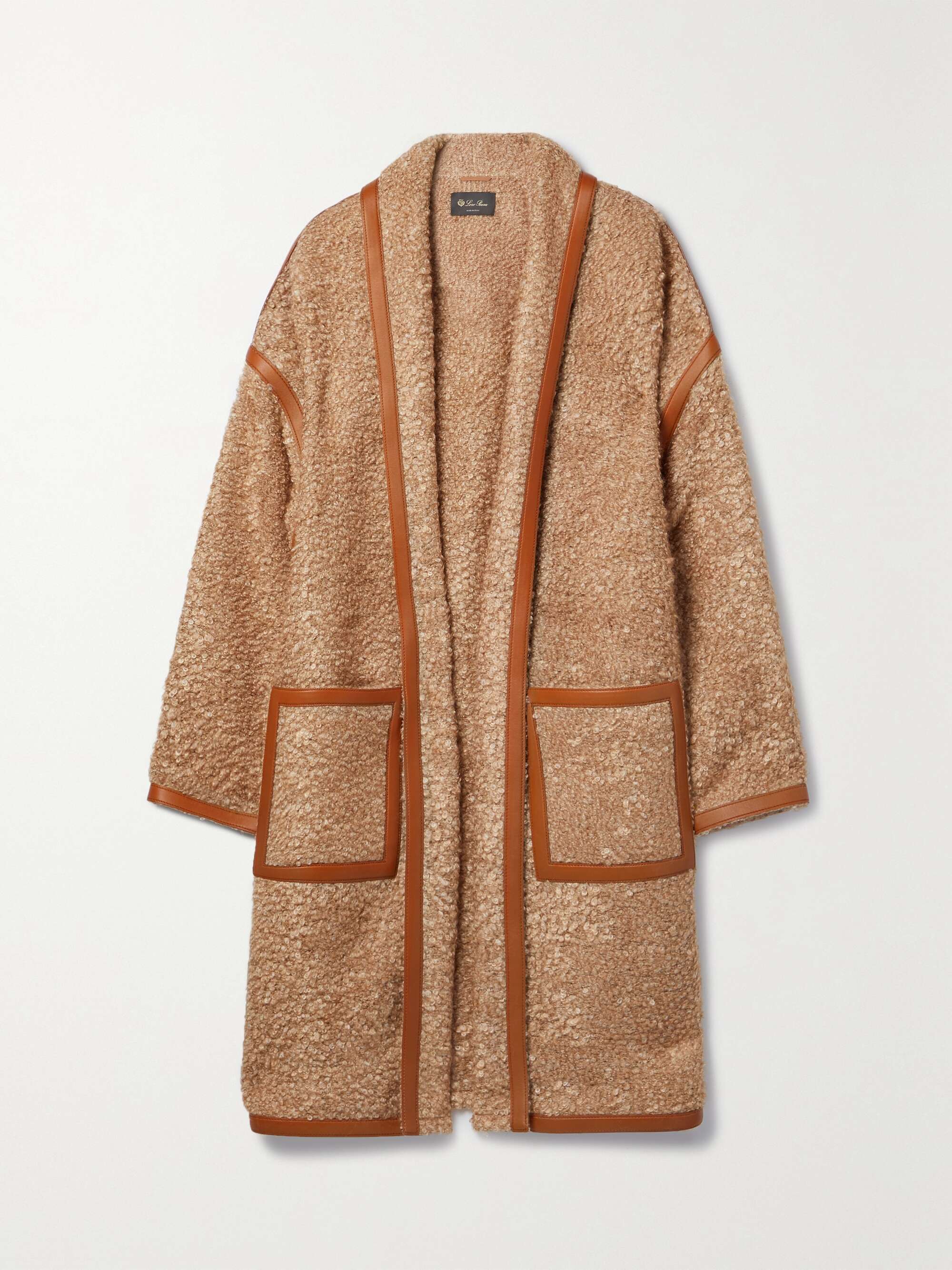 Reinhold leather-trimmed mohair-blend bouclé coat hero visual