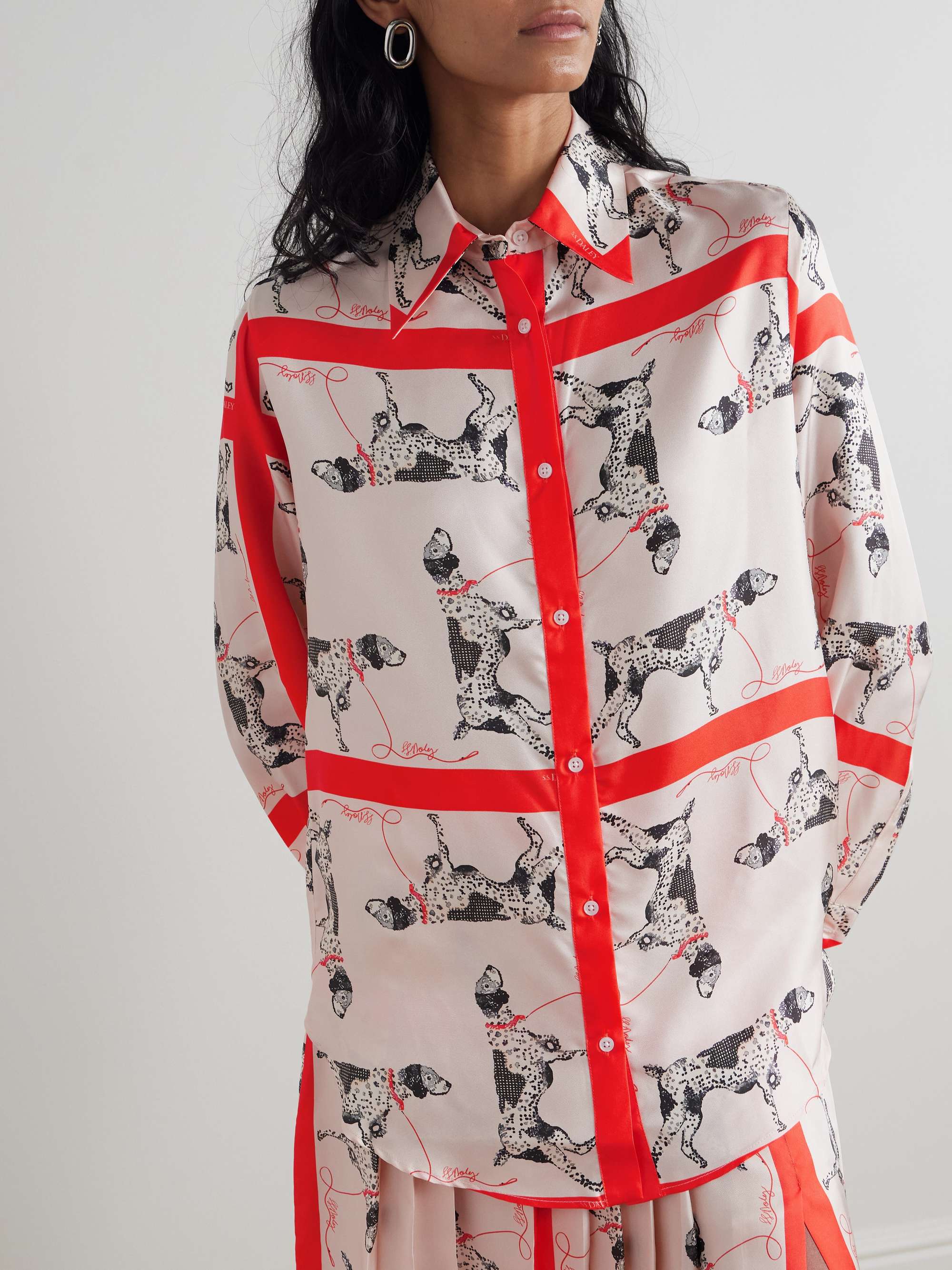Pointer printed silk-twill shirt view