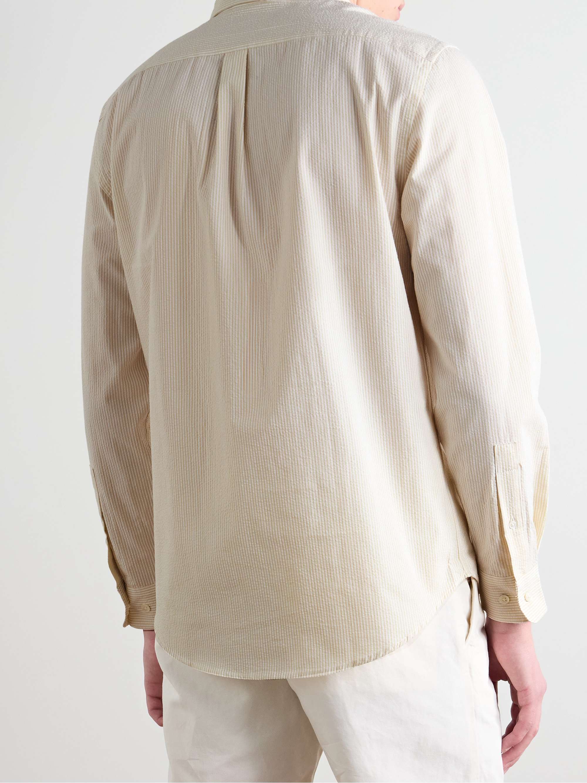 Atlantico Slim-Fit Button-Down Collar Cotton-Seersucker Shirt view