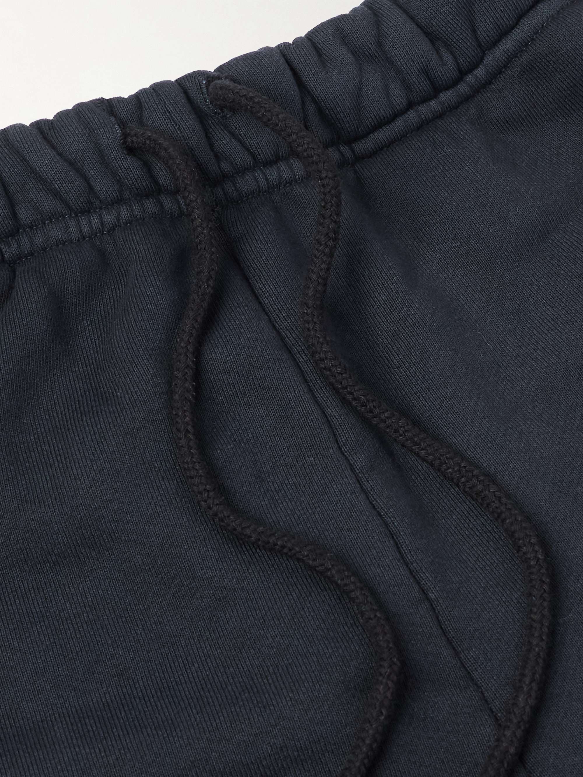 Straight-Leg Studded Logo-Embroidered Cotton-Fleece Shorts view