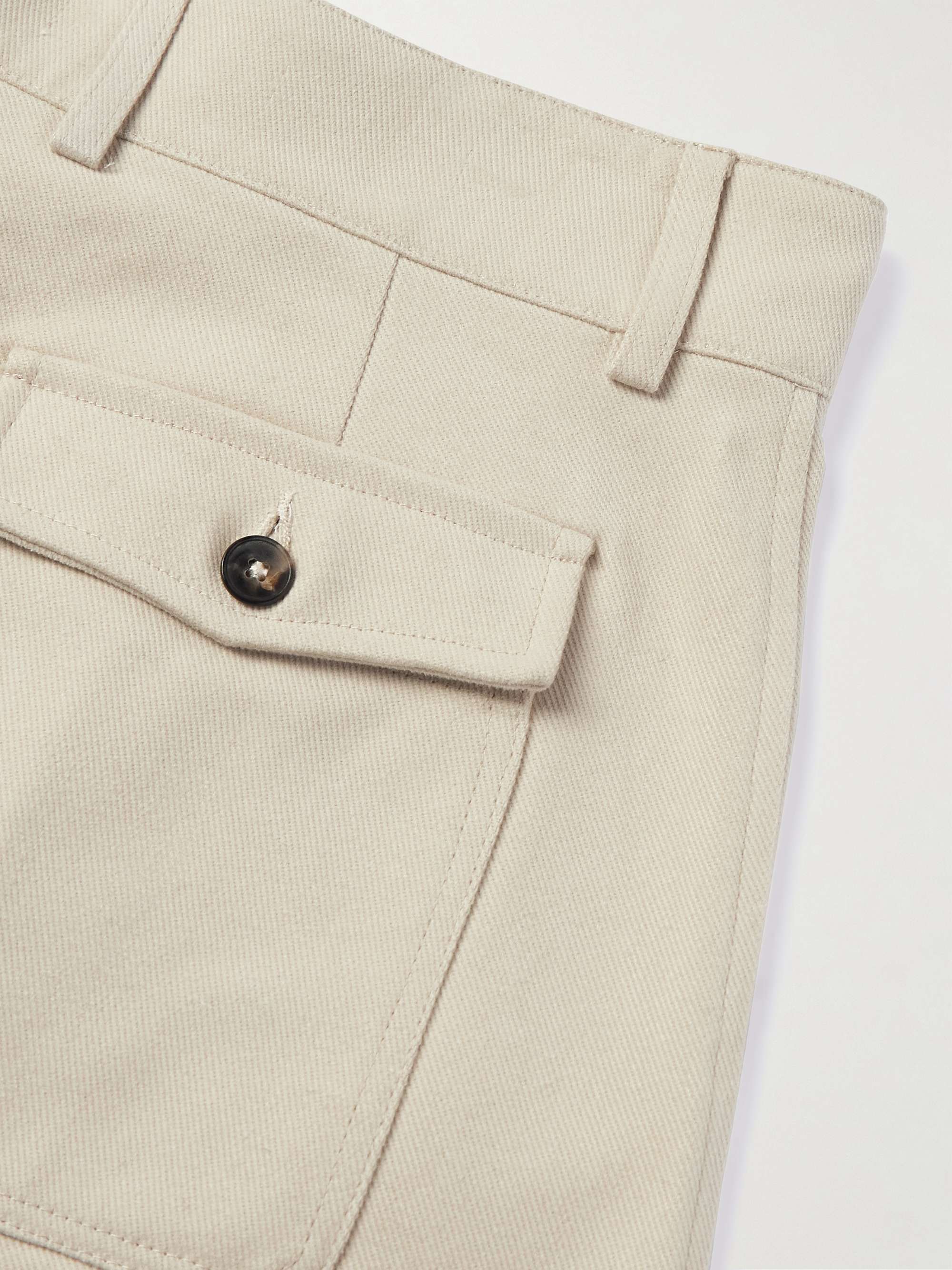 Straight-Leg Pleated Cotton-Drill Shorts view